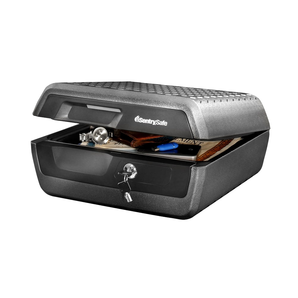 SentrySafe CHW30200 Fire-Resistant And Water-Resistant Box Safe With Tubular Key Lock, 0.36 Cu. Ft.