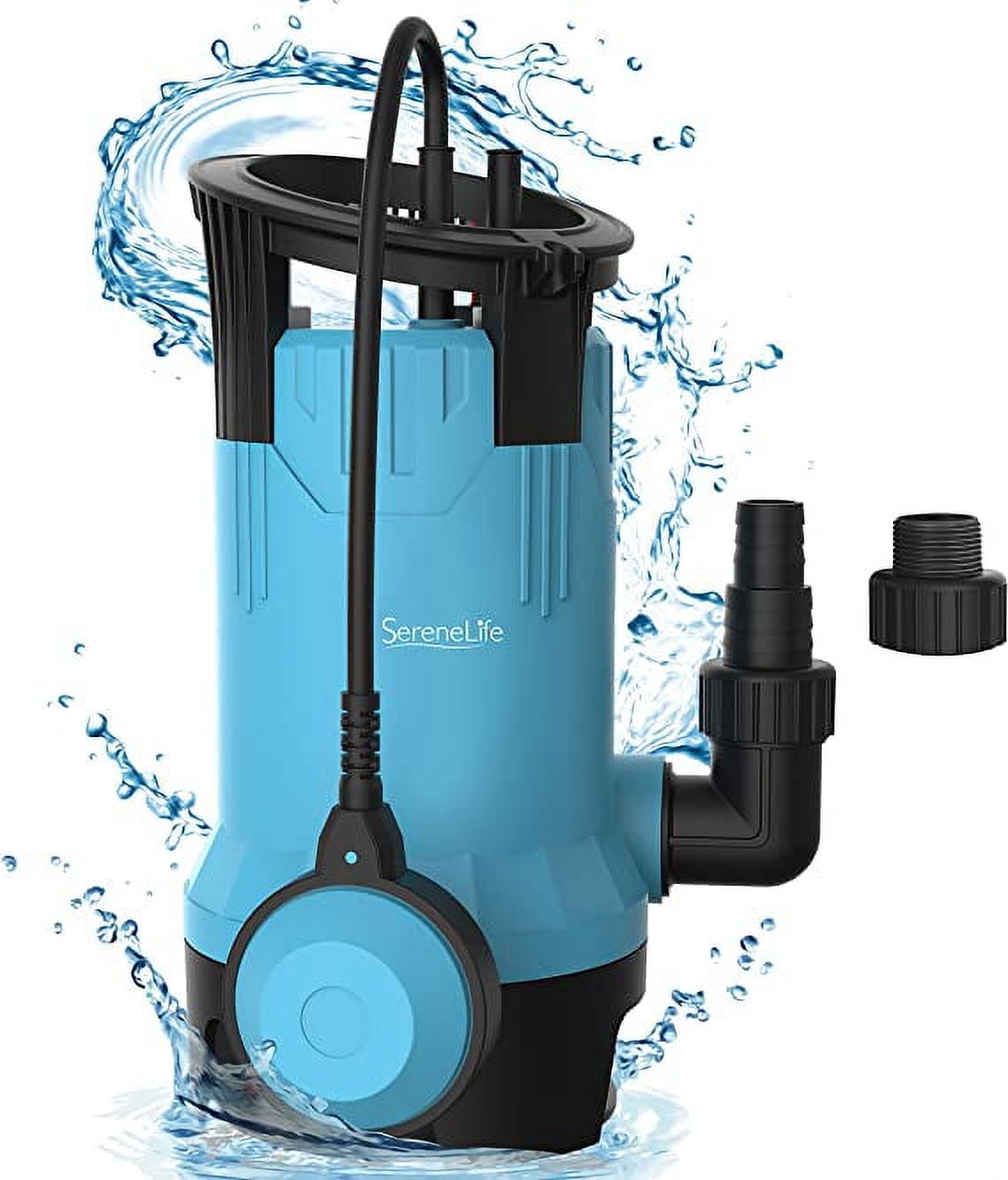SereneLife Bomba de Sumergible Eléctrica con Cable 750W 1HP 3302GPH Cable de 16 Pies