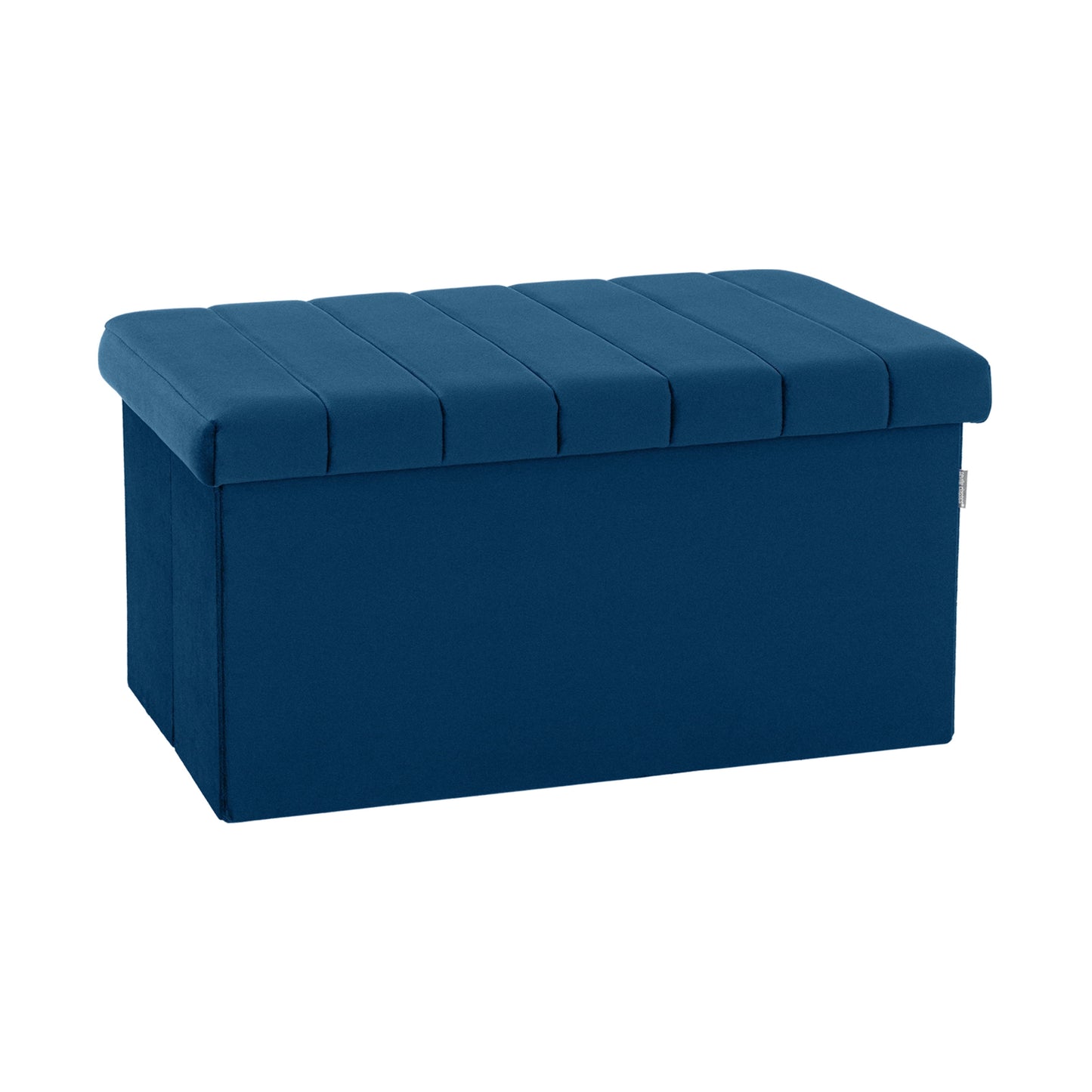 Seville Classics Cushioned Fabric Ottoman Hidden Storage Chest Footrest Chair for Bedroom, Dorm, Loft, Living Room, Entryway, Hallway, Blue Velvet, 30" Trunk