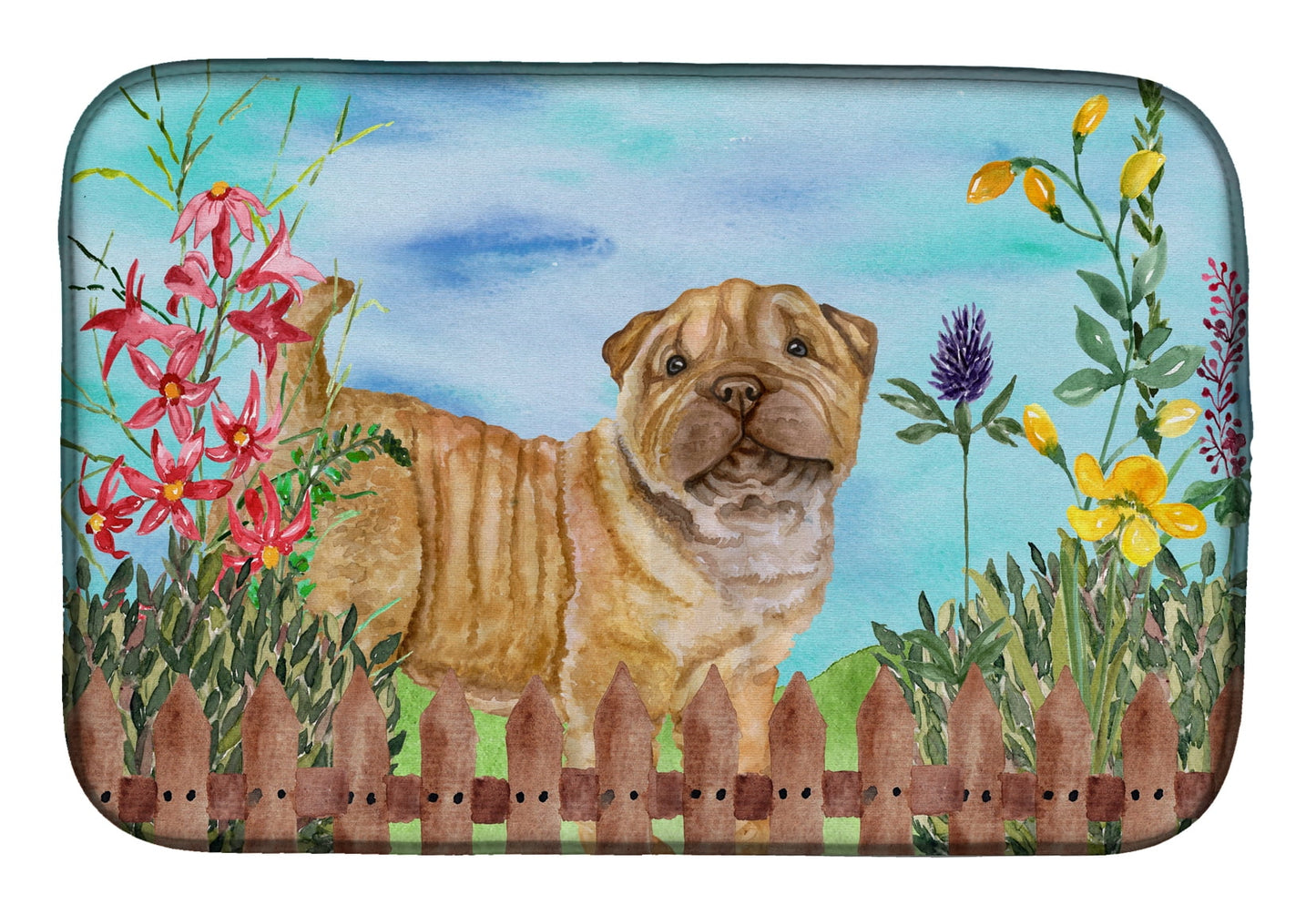 Shar Pei Puppy Spring Dish Drying Mat
