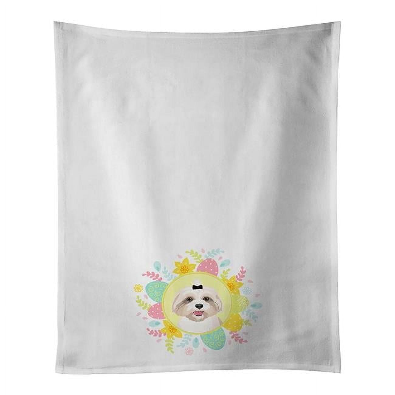 Shih-Tzu Gold #2 Easter White Kitchen Towel Set of 2 19 in x 28 in