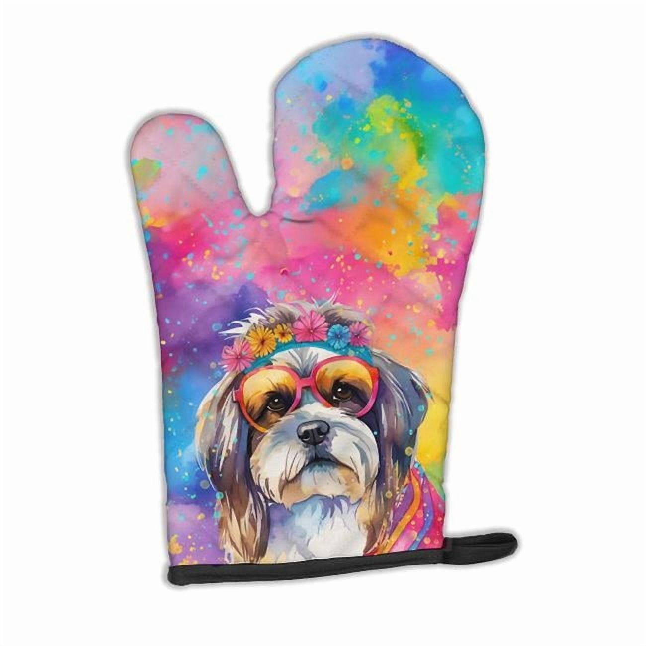 Shih Tzu Hippie Dawg Oven Mitt 8.5 in x 12 in