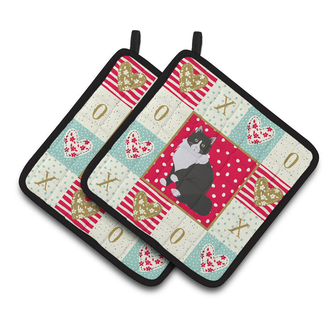 Siberian Forest Cat Love Pair of Pot Holders