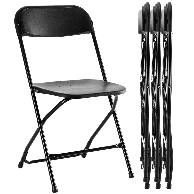 Simple Deluxe 4-Pack Plastic Folding Chair, Portable Chair with Metal Frame, 330lb Capacity, Foldable Stackable Indoor Outdoor Chairs for Wedding, Party, Picnic, Office & Dining, White