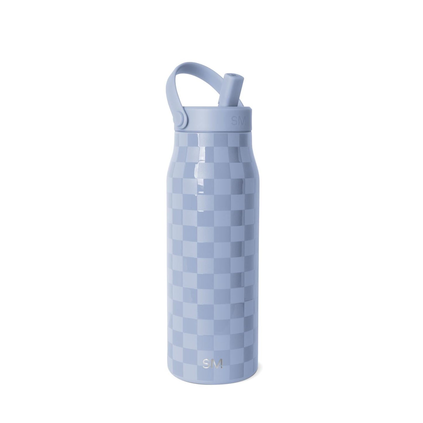 Simple Modern Botella de Agua de Acero Inoxidable Aislada de 34 fl oz Mesa de Boca Ancha con Asa y Tapa con Popote de Botón / Checkmate Azul Misterioso