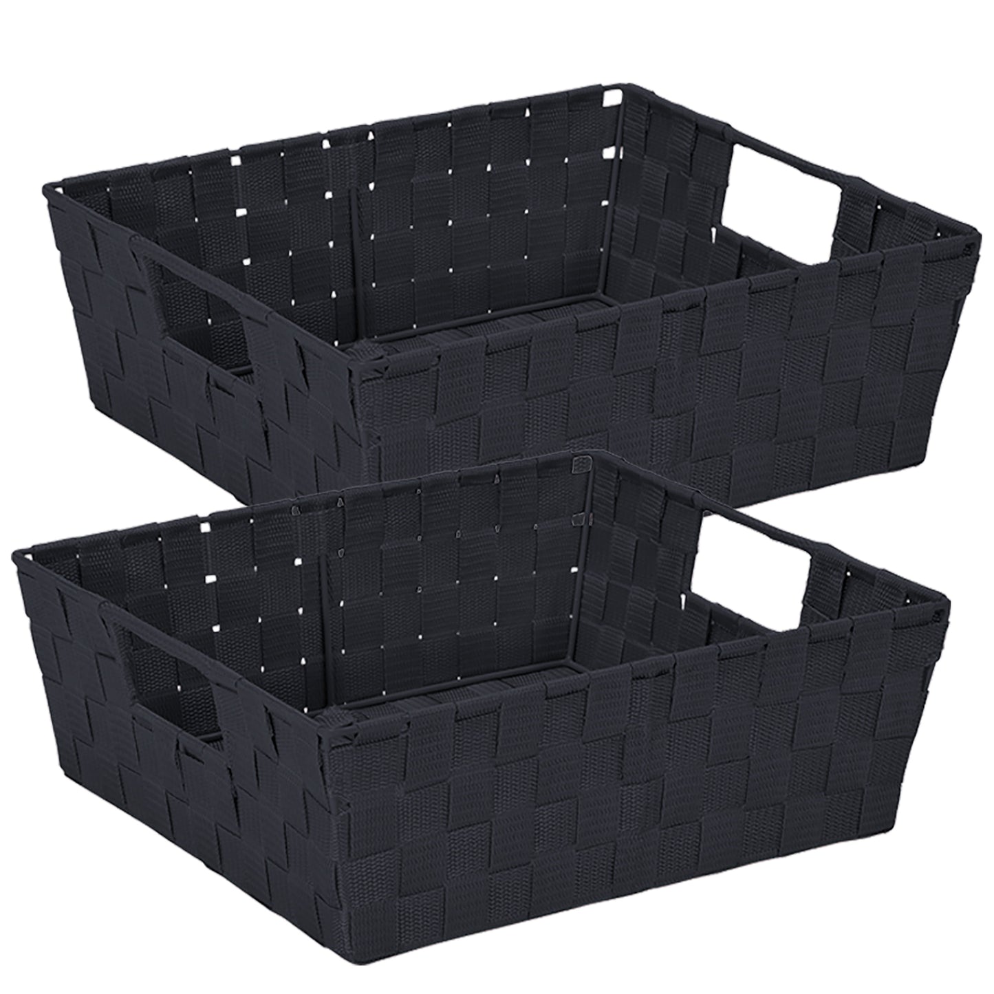 Simplify 2 Pack Large Woven Shelf Storage Basket in Grey
