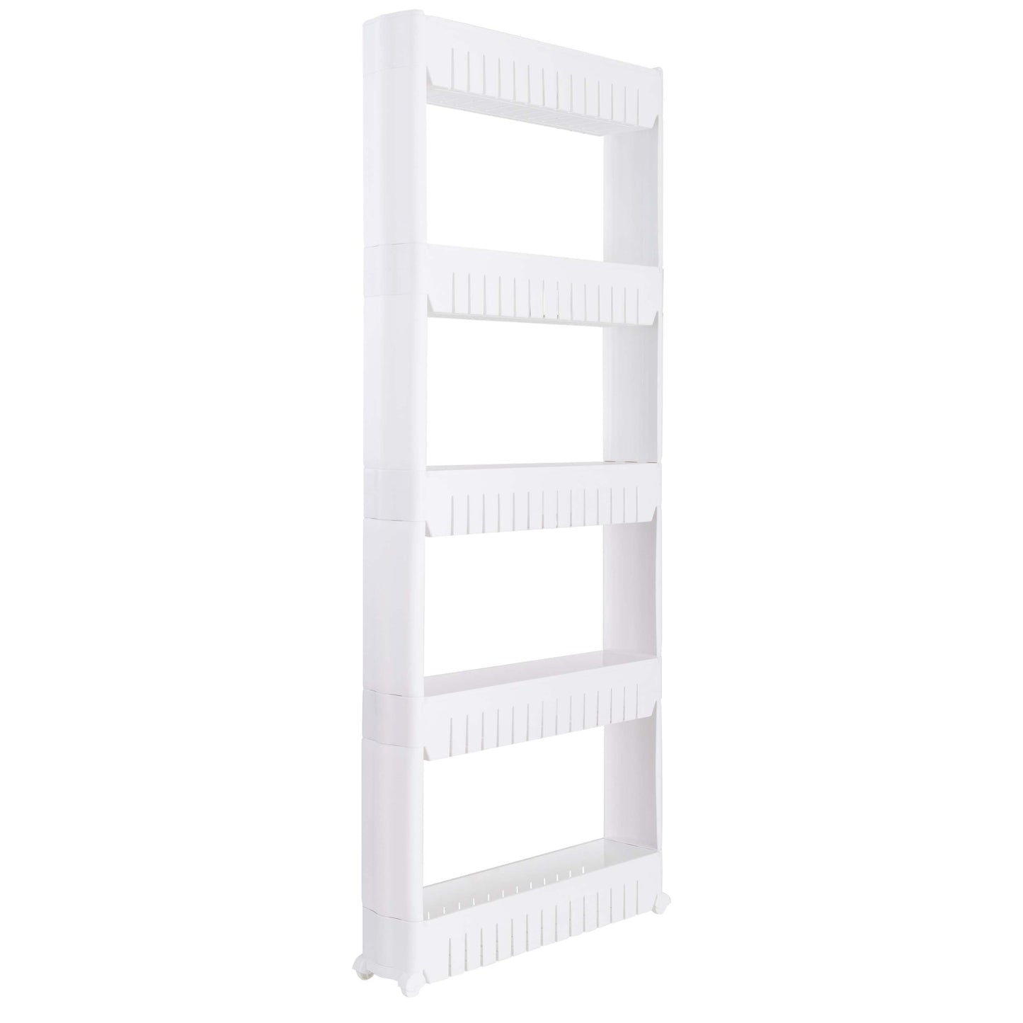 Simplify 5 Tier Slim Slide Out Plastic Storage Cart 21" Lx 5" Wx 40.2" H in White