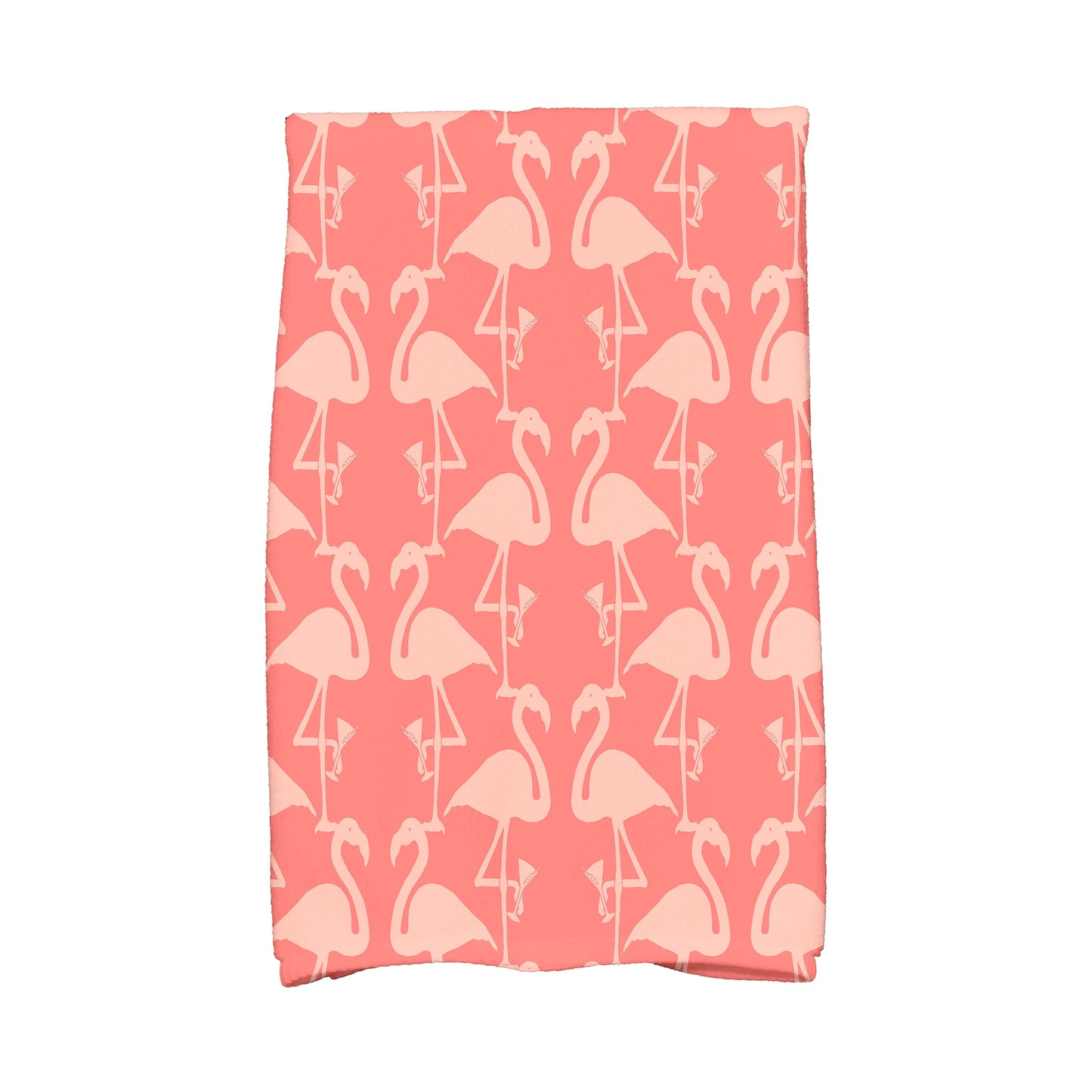 Simply Daisy, 16 x 25 inch, Flamingo Heart Martini, Animal Print Kitchen Towel, Coral