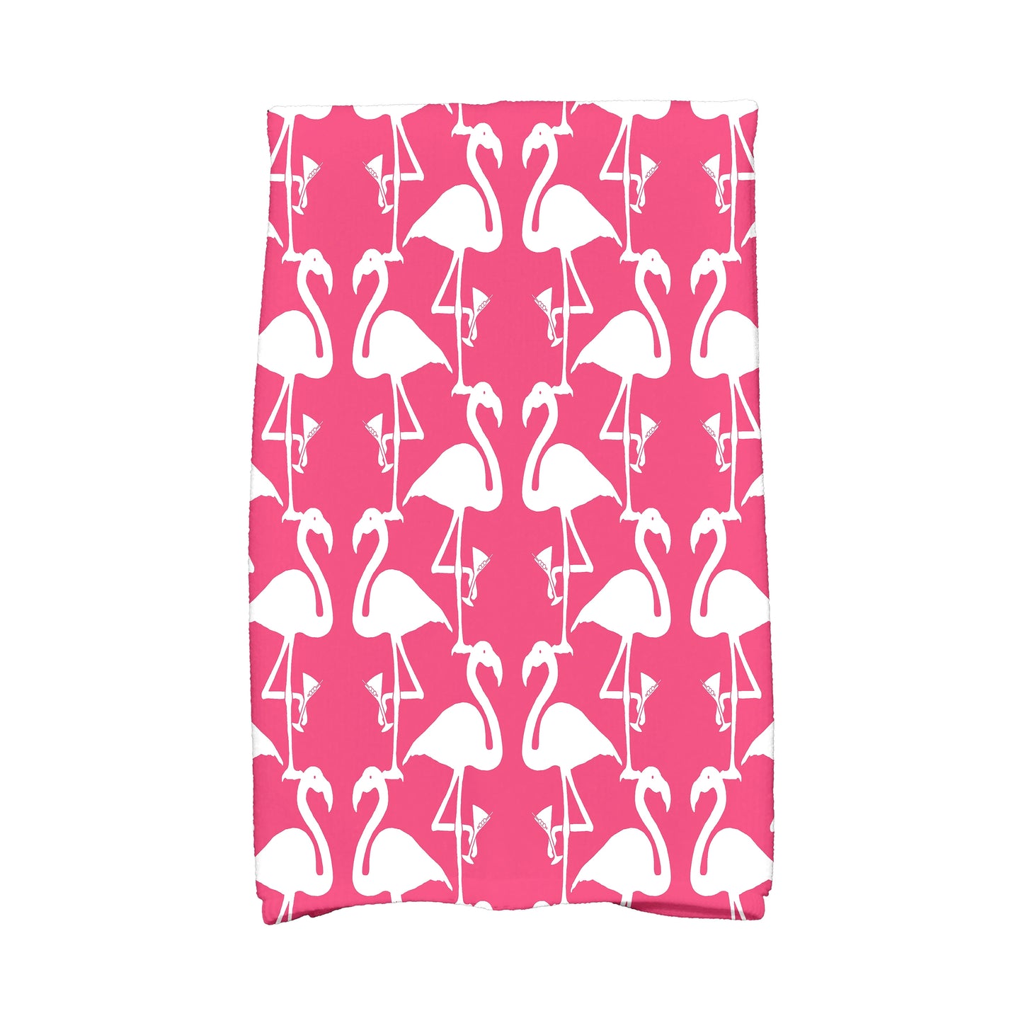 Simply Daisy, 16 x 25 inch, Flamingo Heart Martini, Animal Print Kitchen Towel, Pink