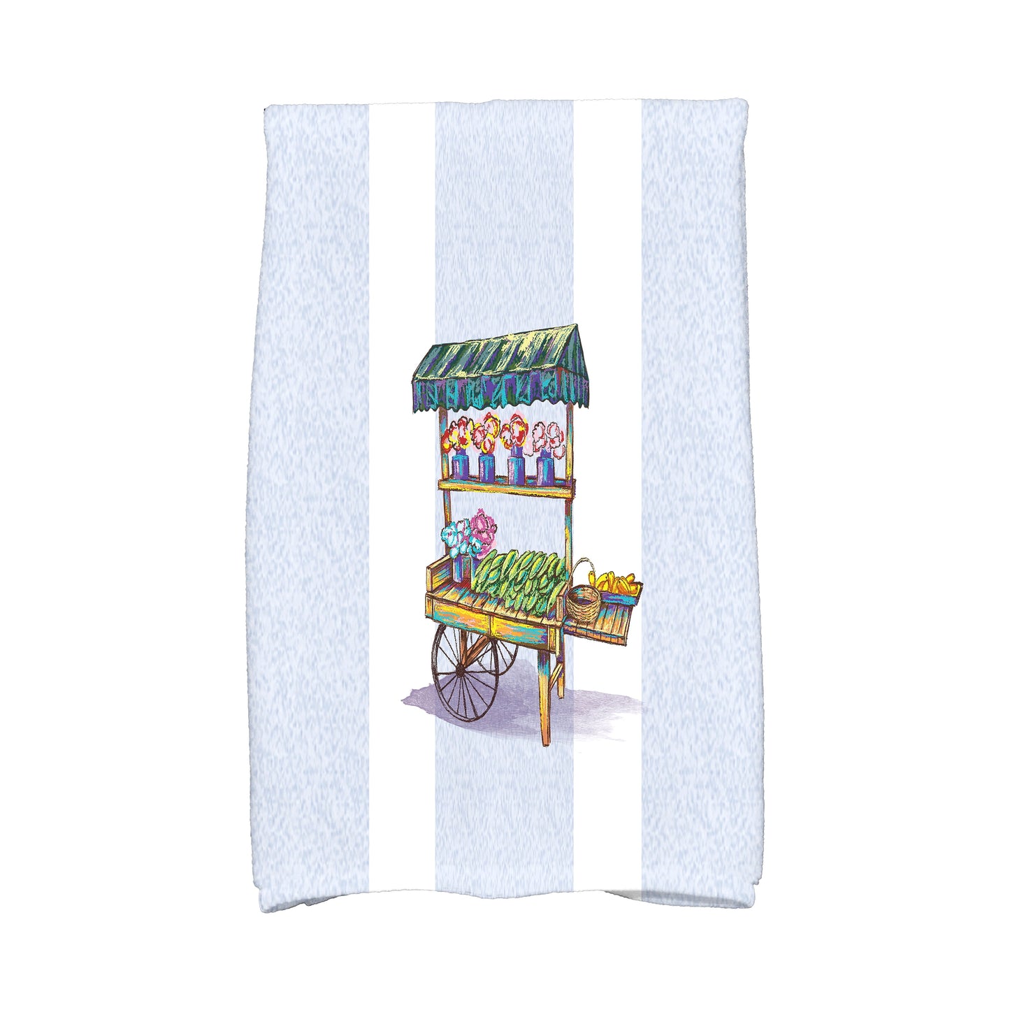 Simply Daisy, 16 x 25 inch, Veggie Cart Kitchen Towel, Light Blue