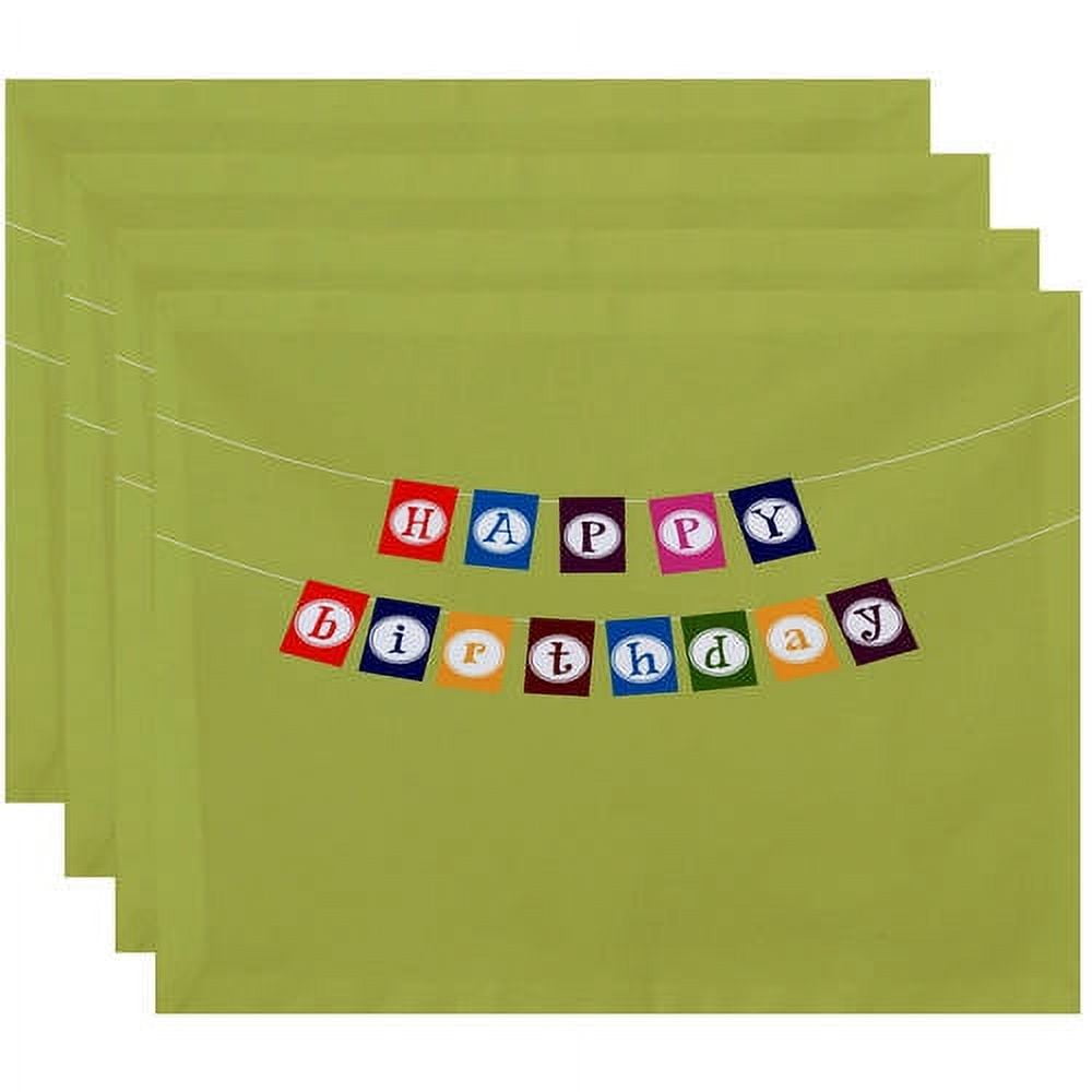 Simply Daisy 18" x 14" Happy Birthday Word Print Placemats, Set of 4