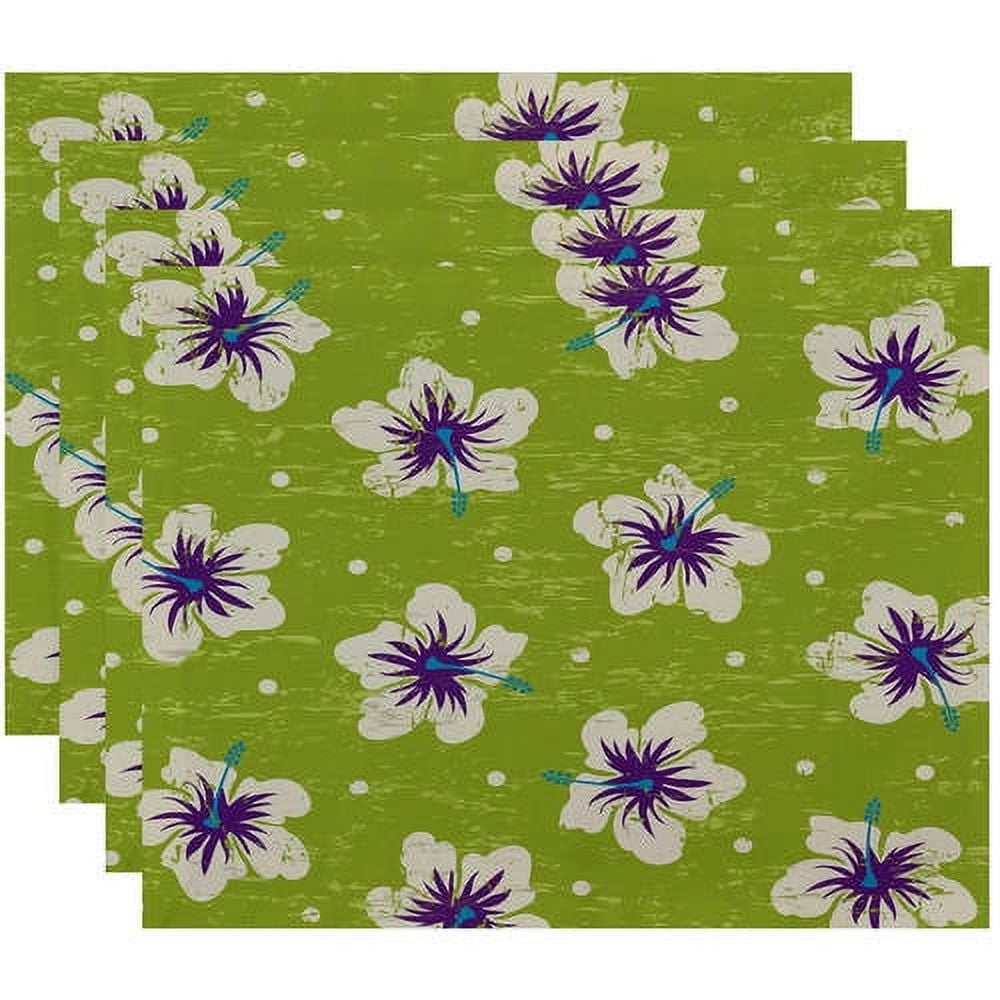 Simply Daisy 18" x 14" Hibiscus Blooms Floral Print Placemats, Set of 4