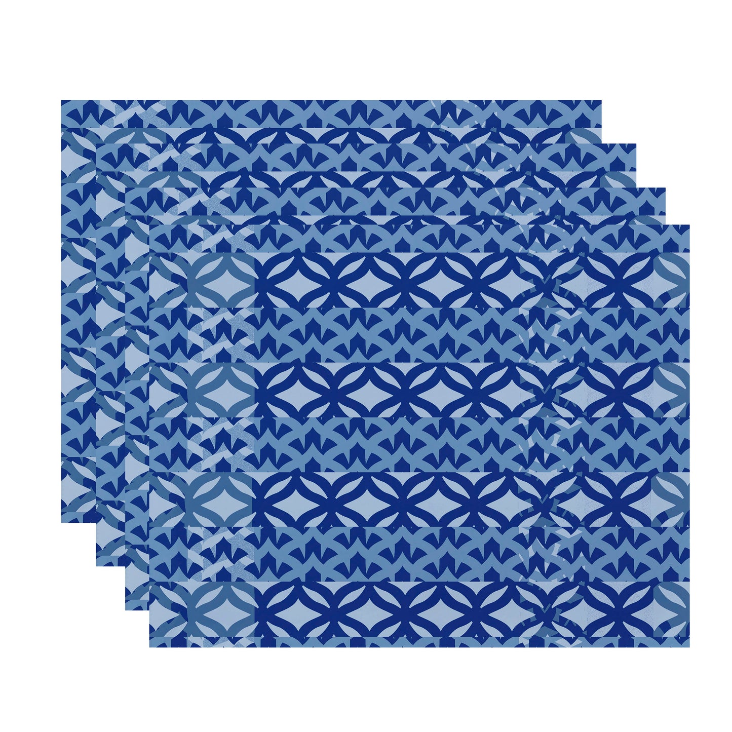 Simply Daisy, 18 x 14 Inch, Greeko Simple, Geometric Print Placemat (Set of 4), Royal Blue