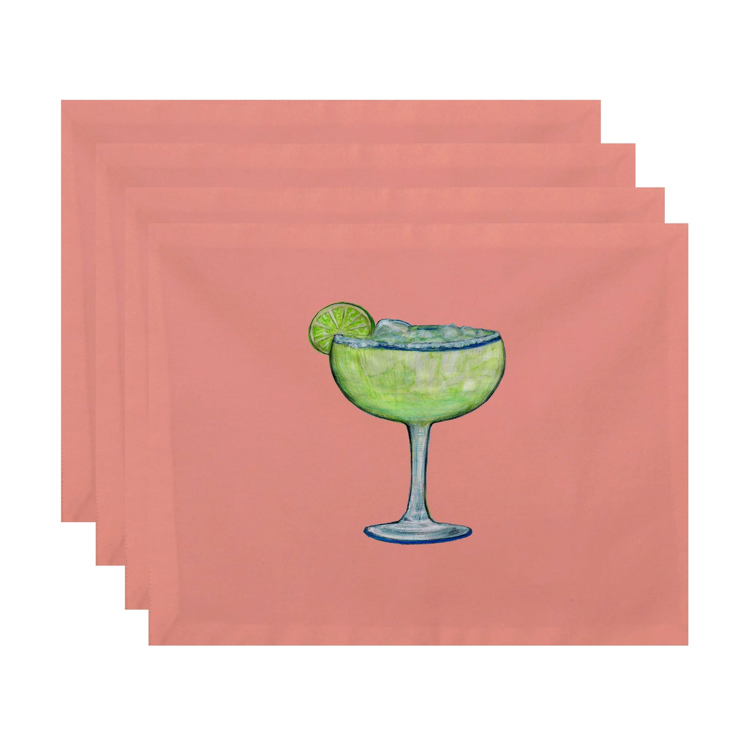 Simply Daisy, 18 x 14 Inch Margarita Plain Geometric Print Placemat (set of 4), Coral