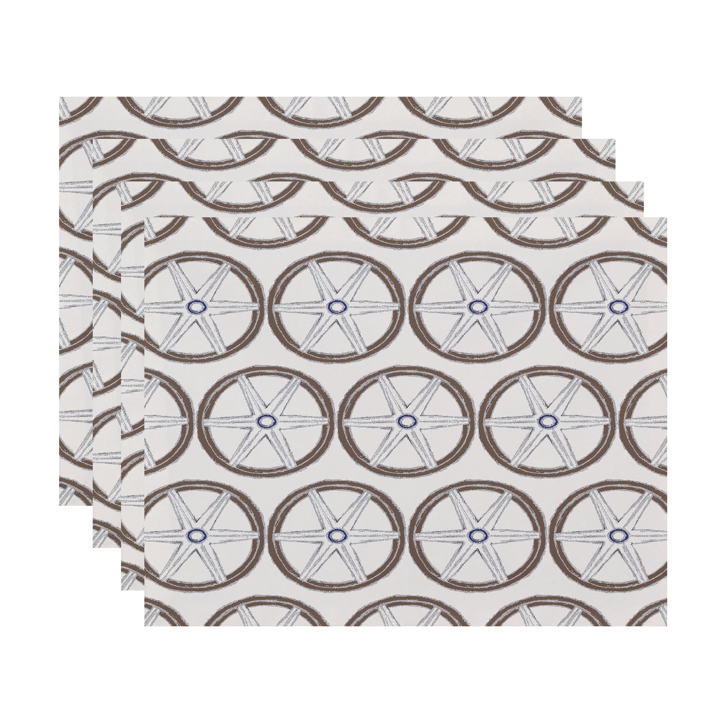 Simply Daisy, 18 x 14 Inch, Nautical Geo Lines, Geometric Print Placemat (Set of 4), Ivory