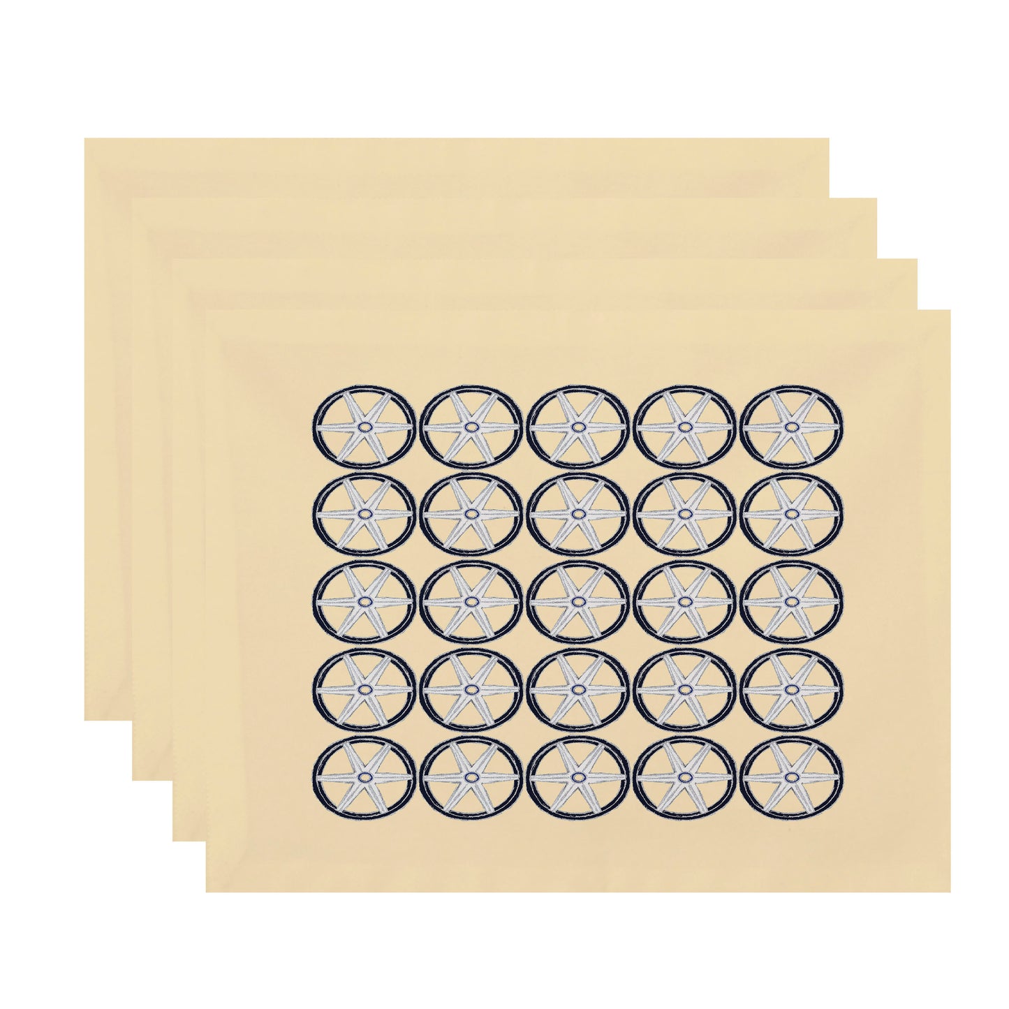 Simply Daisy, 18 x 14 Inch, Nautical Geo Square, Geometric Print Placemat (Set of 4), Yellow