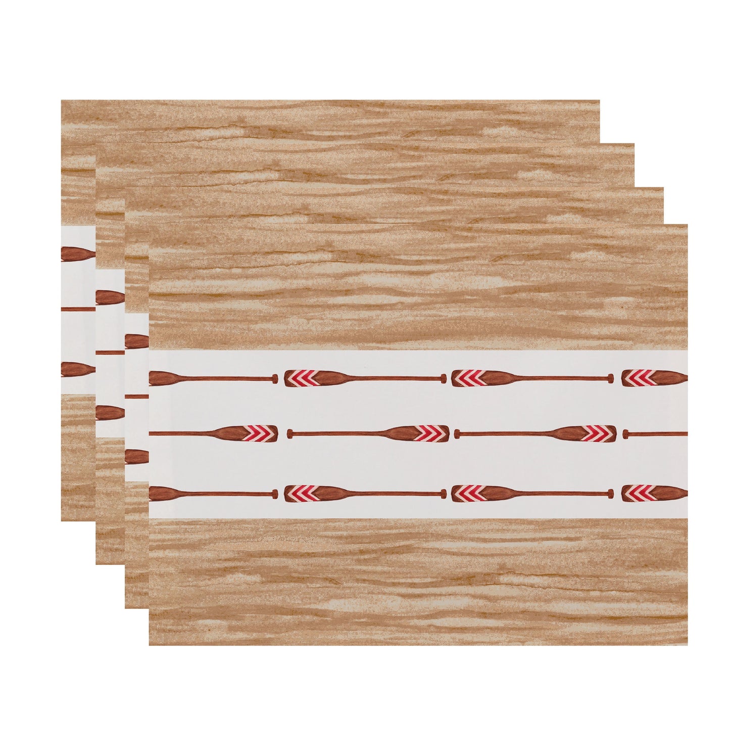 Simply Daisy, 18 x 14 Inch, Oar Stripe Center, Stripe Print Placemat (Set of 4), Ivory
