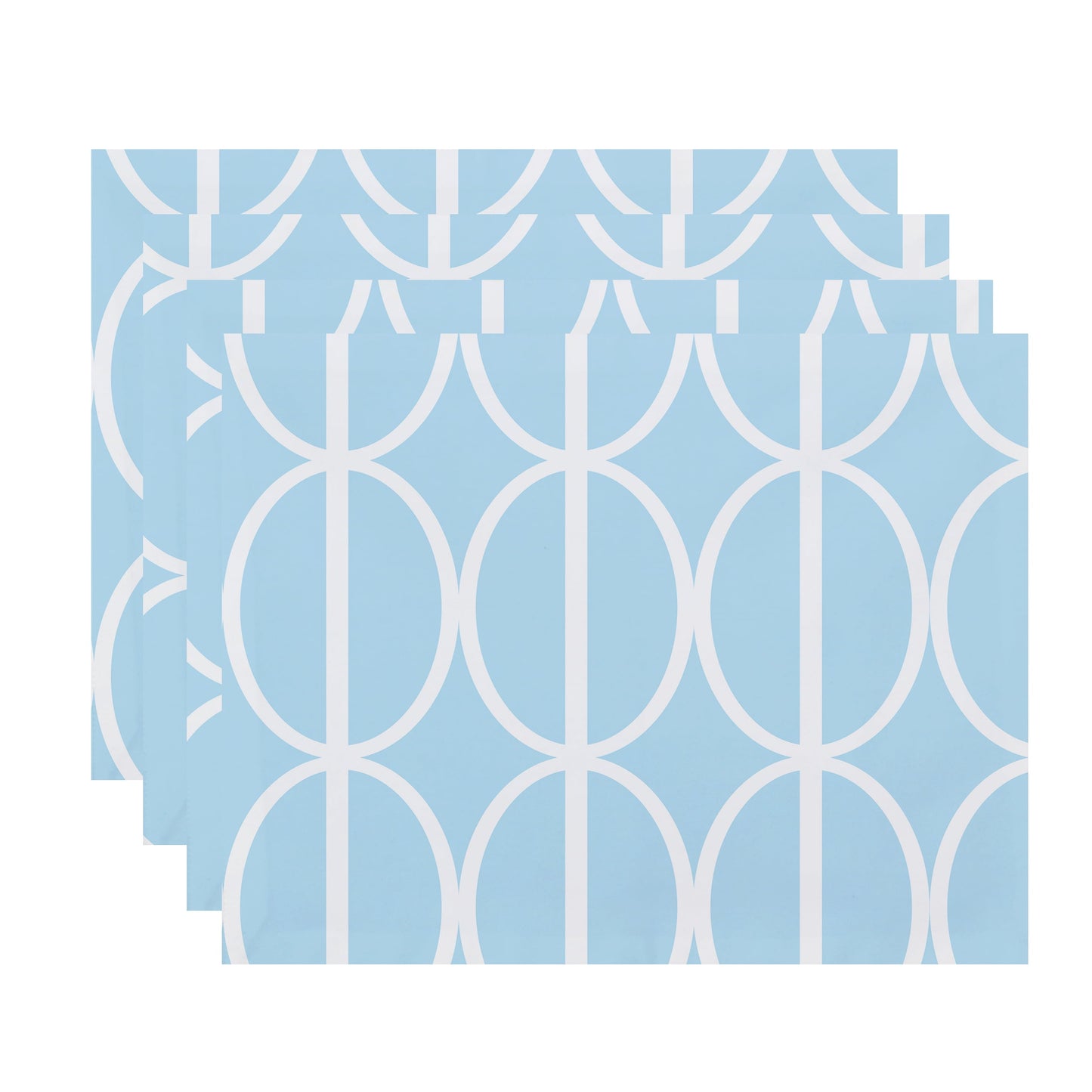 Simply Daisy, 18 x 14 Inch Ovals Go \'Round Geometric Print Placemat (set of 4), Pale Blue