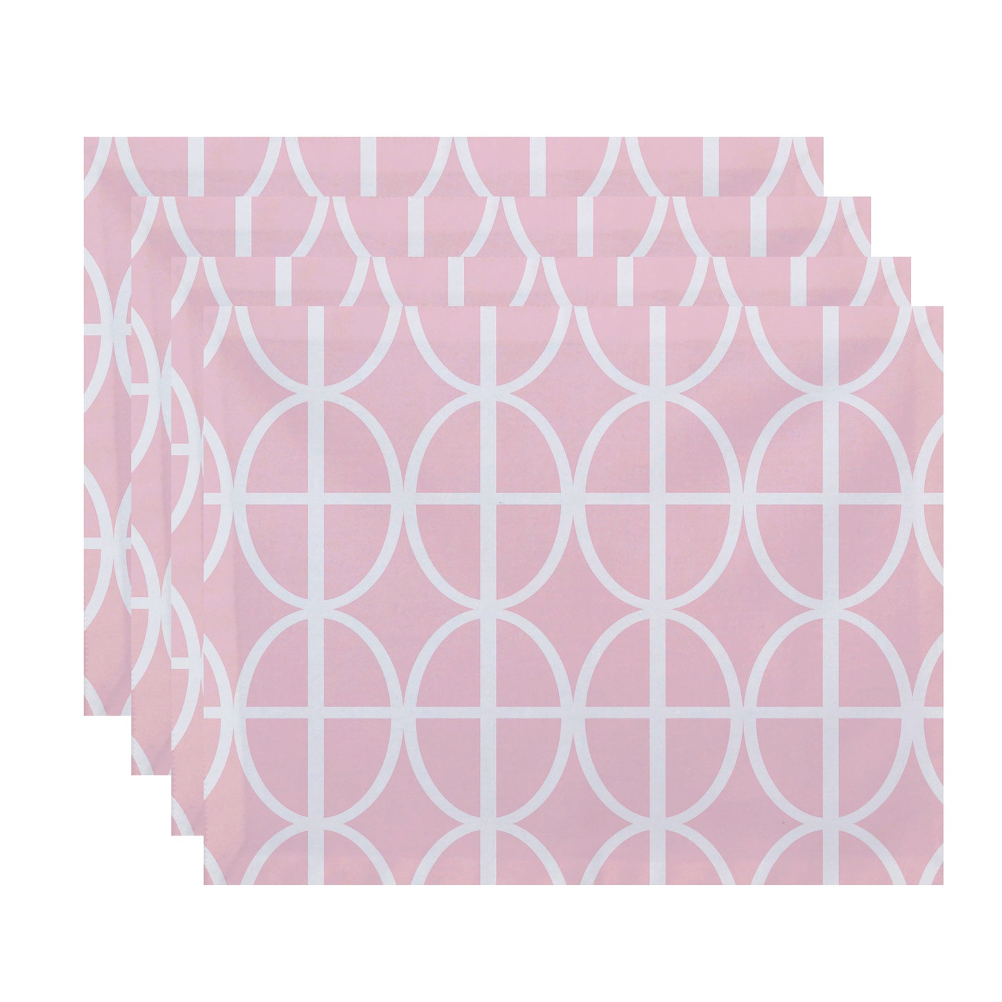 Simply Daisy, 18 x 14 Inch Ovals and Stripes Geometric Print Placemat (set of 4), Pink