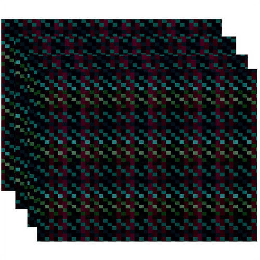 Simply Daisy 18" x 14" Mad for Plaid Geometric Print Placemats, Set of 4