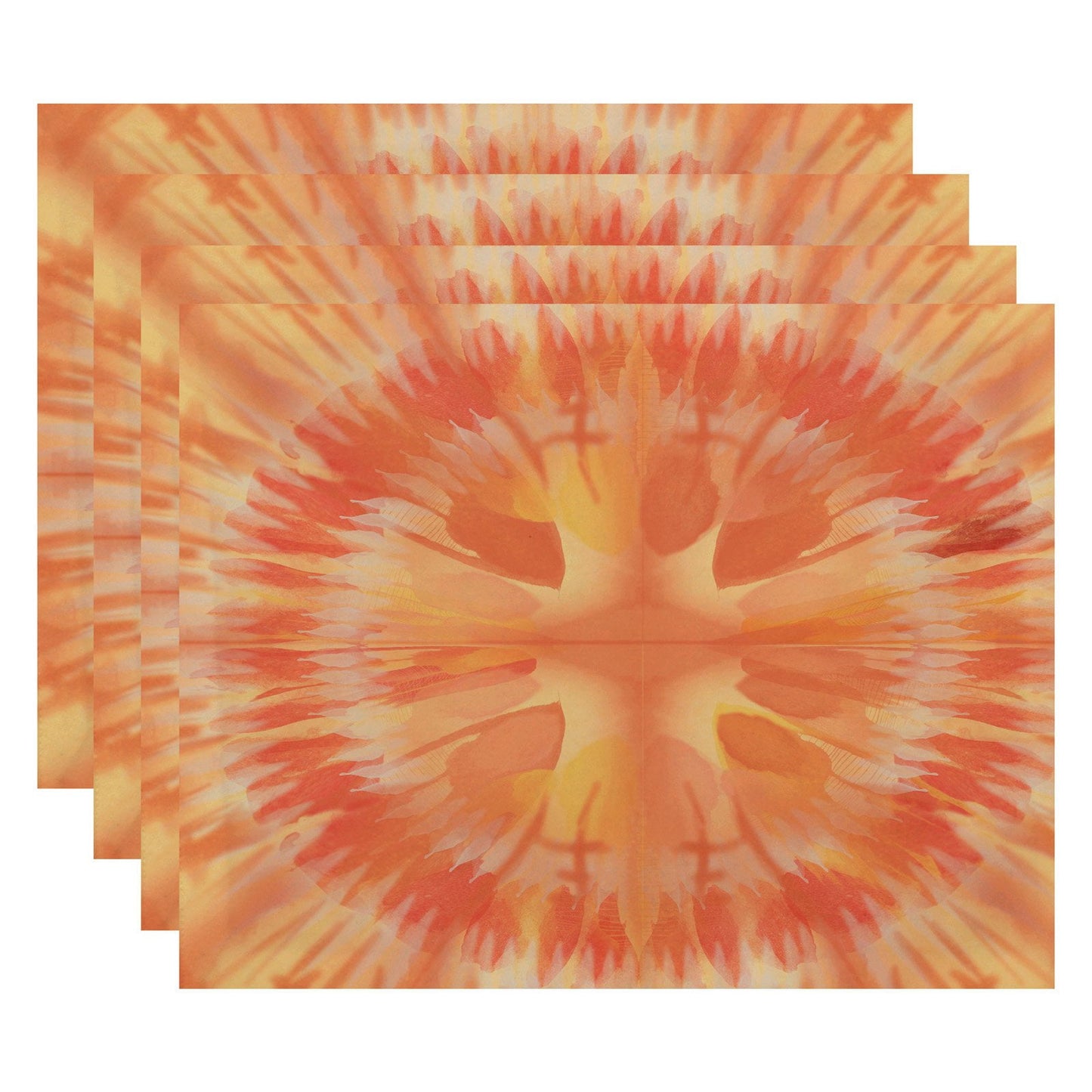 Simply Daisy 18" x 14" Shibori Burst Geometric Print Placemat, Set of 4