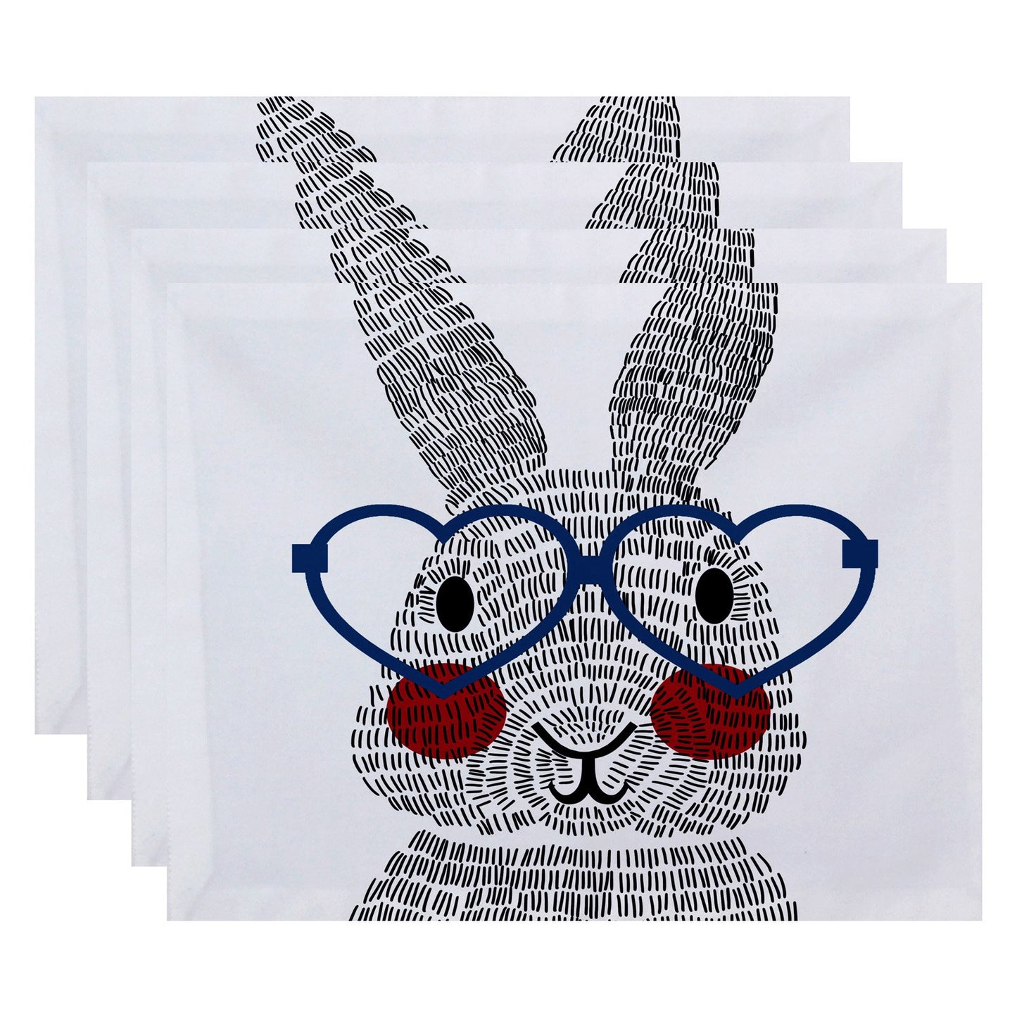 Simply Daisy 18" x 14" What's Up Bunny Easter Animal Print Placemat, Set of 4