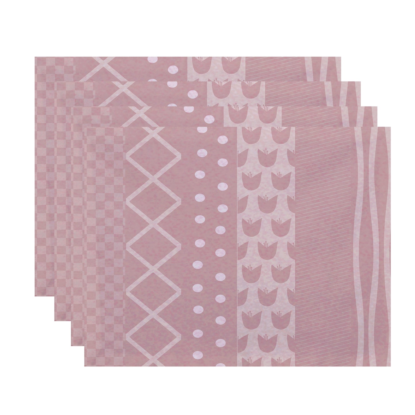Simply Daisy, 18 x 14 inch, Pattern Stripe Placemat (set of 4), Pale Pink