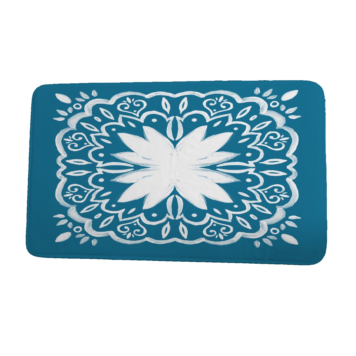 Simply Daisy 24" x 17" Plush Microfiber Blue Cuban Tile Bath Mat