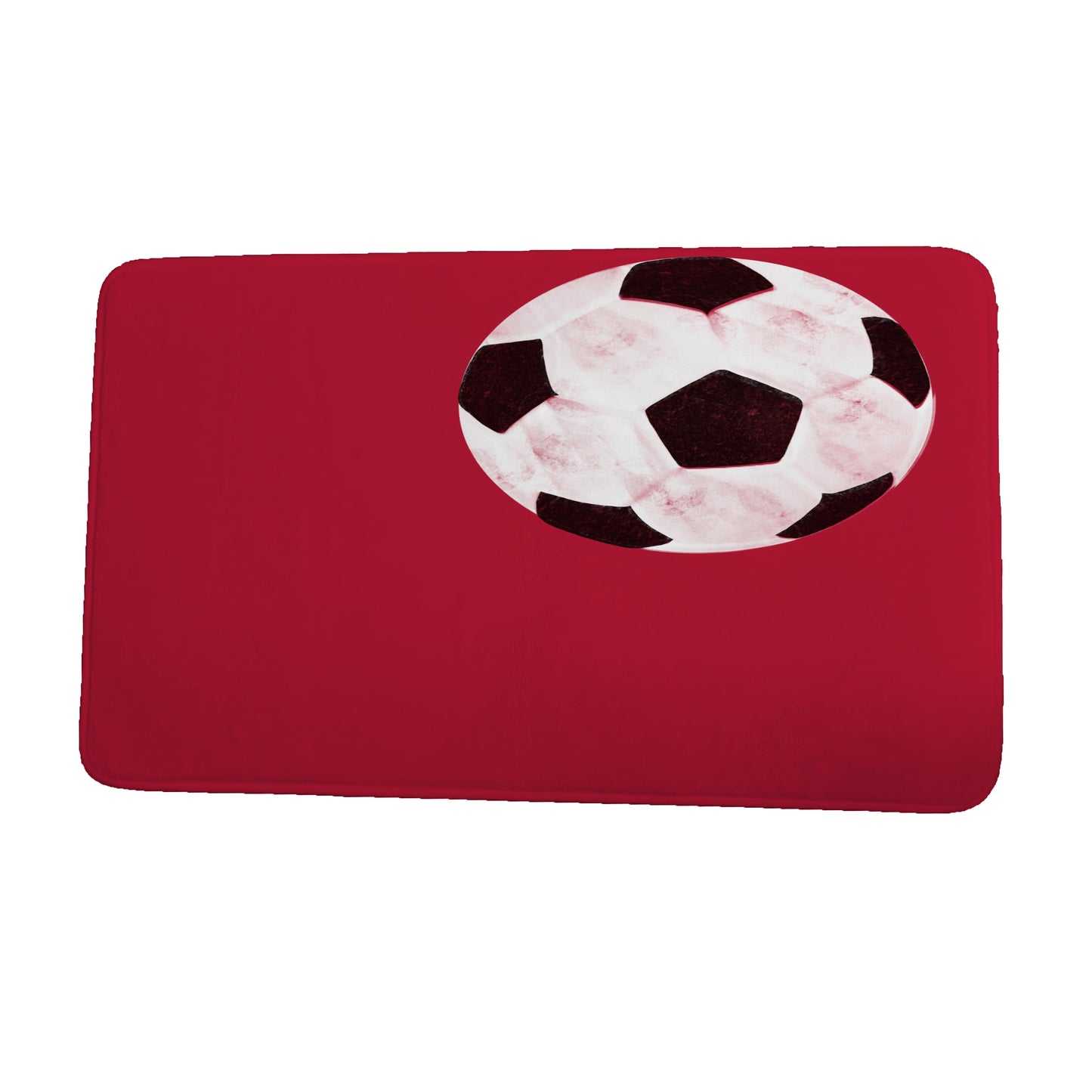 Simply Daisy 24" x 17" Plush Microfiber Red Soccer Ball Bath Mat