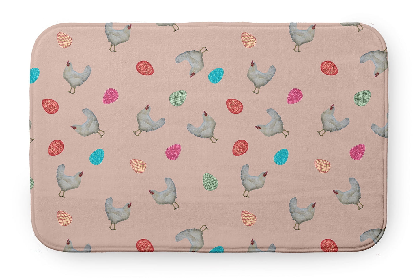 Simply Daisy 24" x 17" Plush Microfiber Sunwashed Red Chickens and Eggs Easter Bath Mat