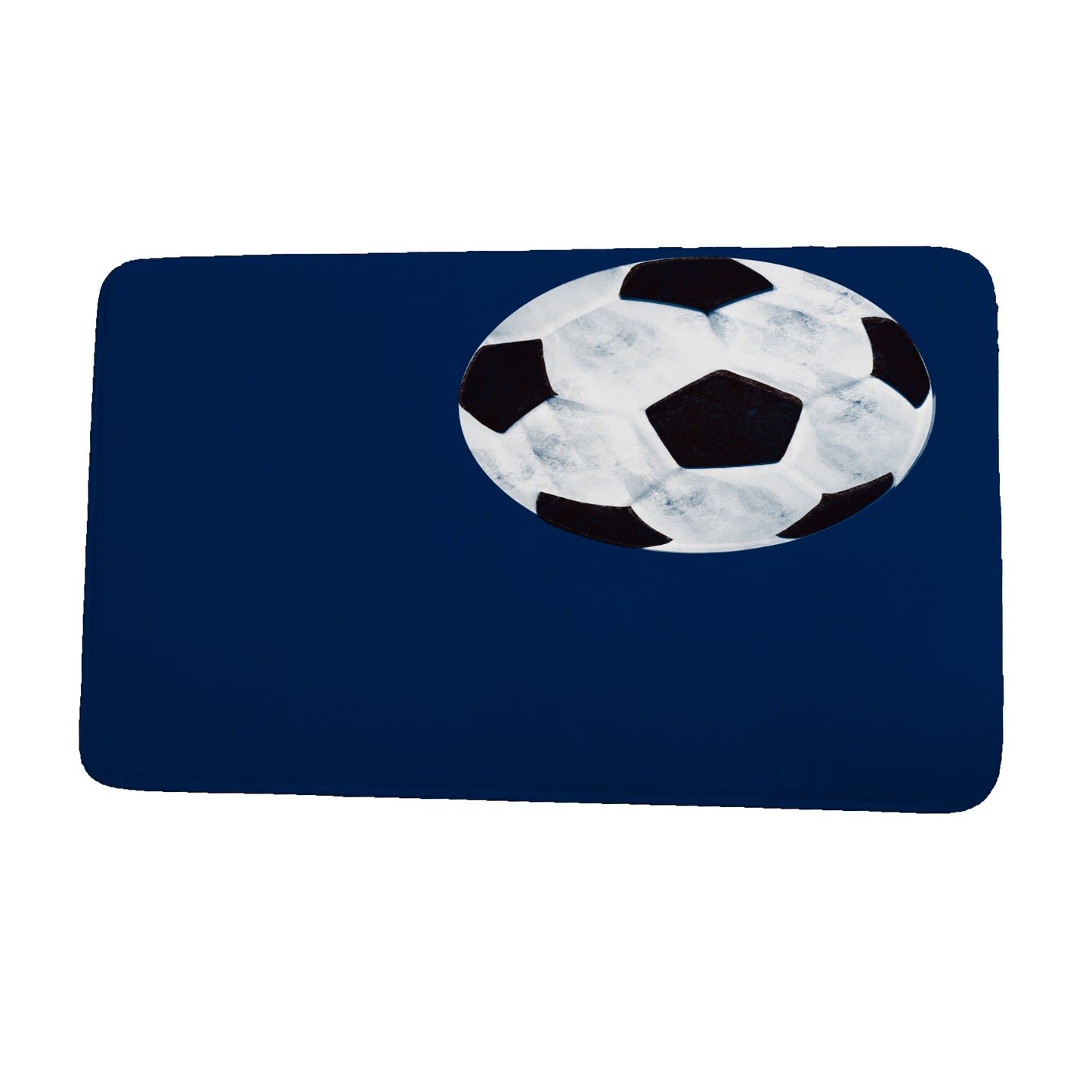 Simply Daisy 34" x 21" Plush Microfiber Navy Soccer Ball Bath Mat