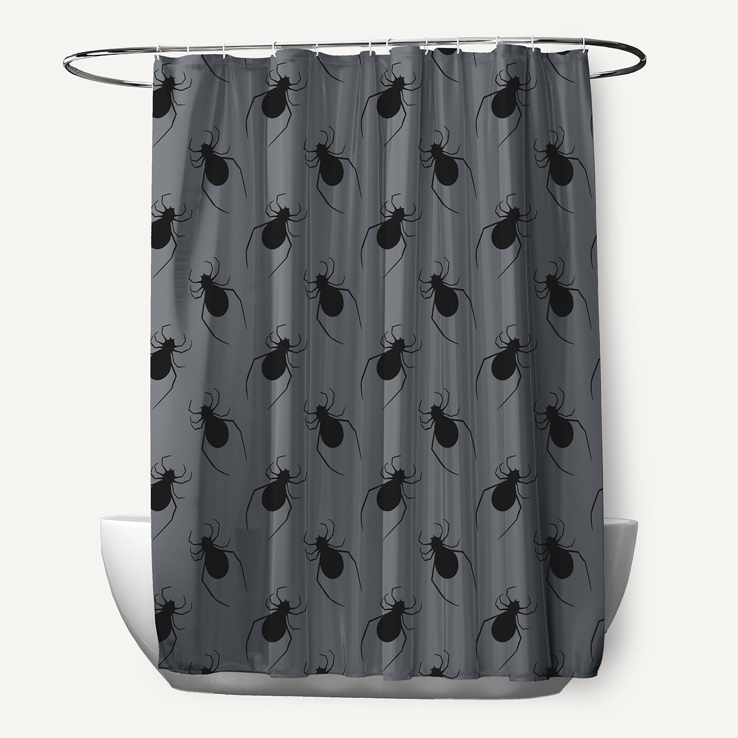 Simply Daisy 70" W x 73" H Spider Pattern Polyester Shower Curtain, Steel Gray