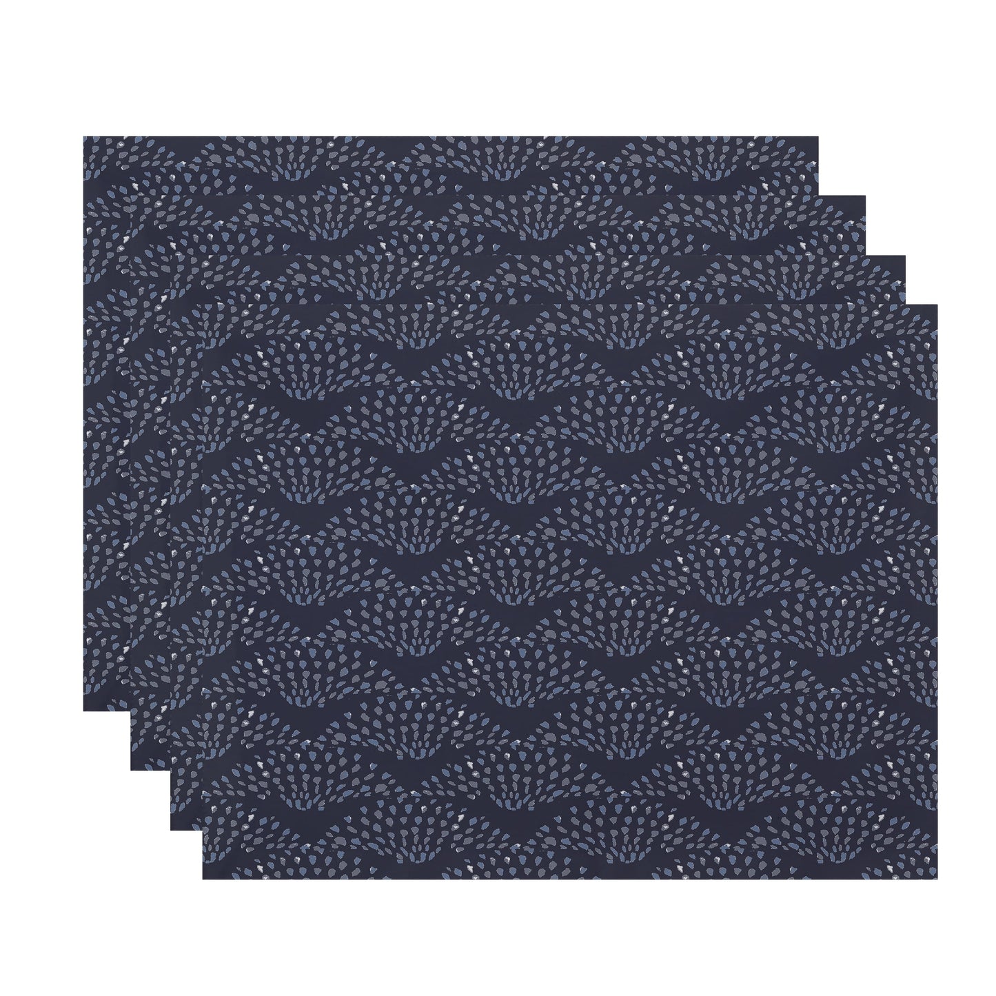 Simply Daisy Fan Dance 18 x 14 Inch Blue Geometric Print Placemat (Set of 4)