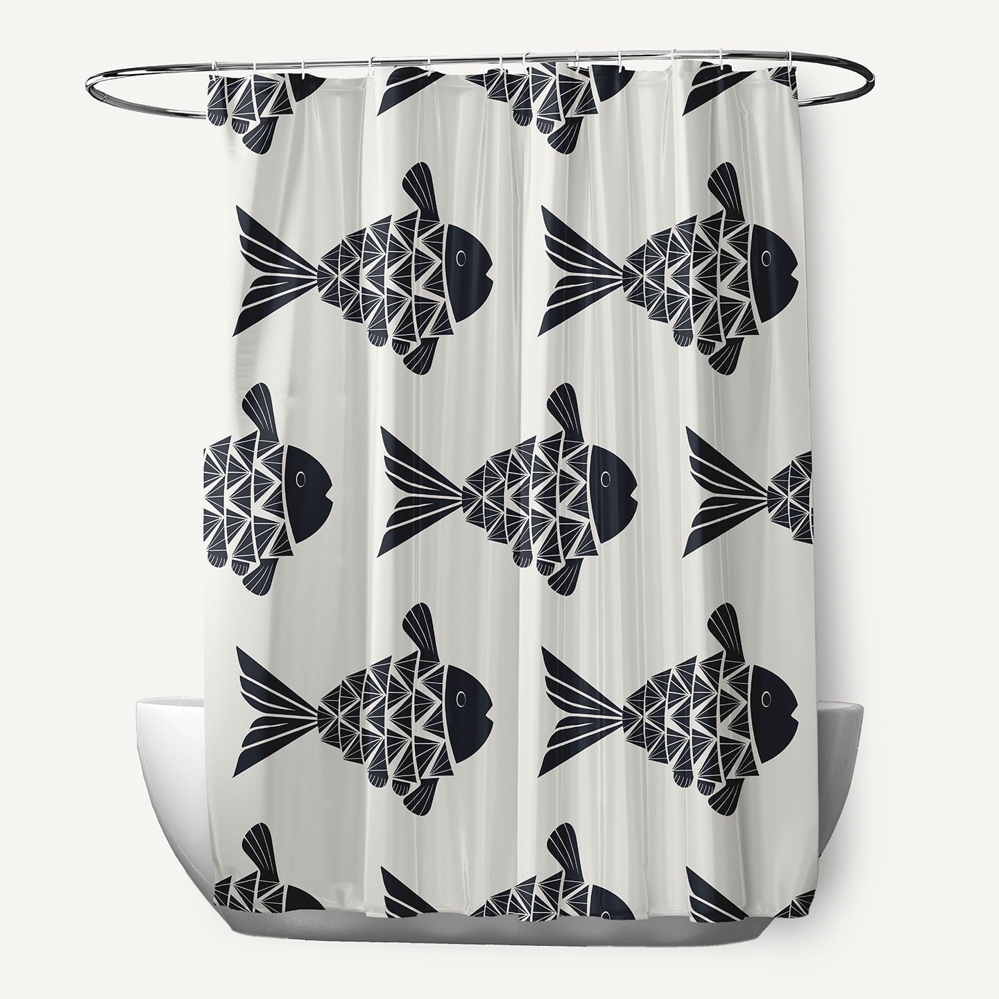 Simply Daisy Fish Tales Shark Blue 70" w x 73" h Shower Curtain
