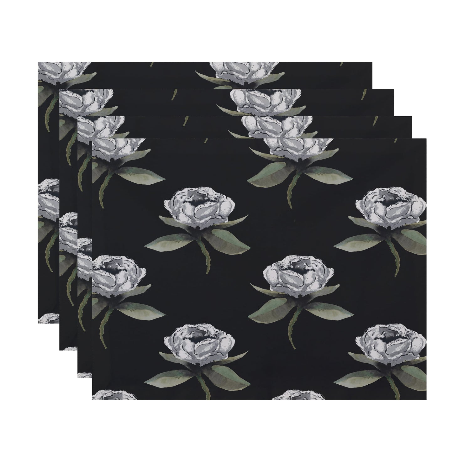 Simply Daisy Floral Bunch 18 x 14 Inch Black Floral Print Placemat (Set of 4)