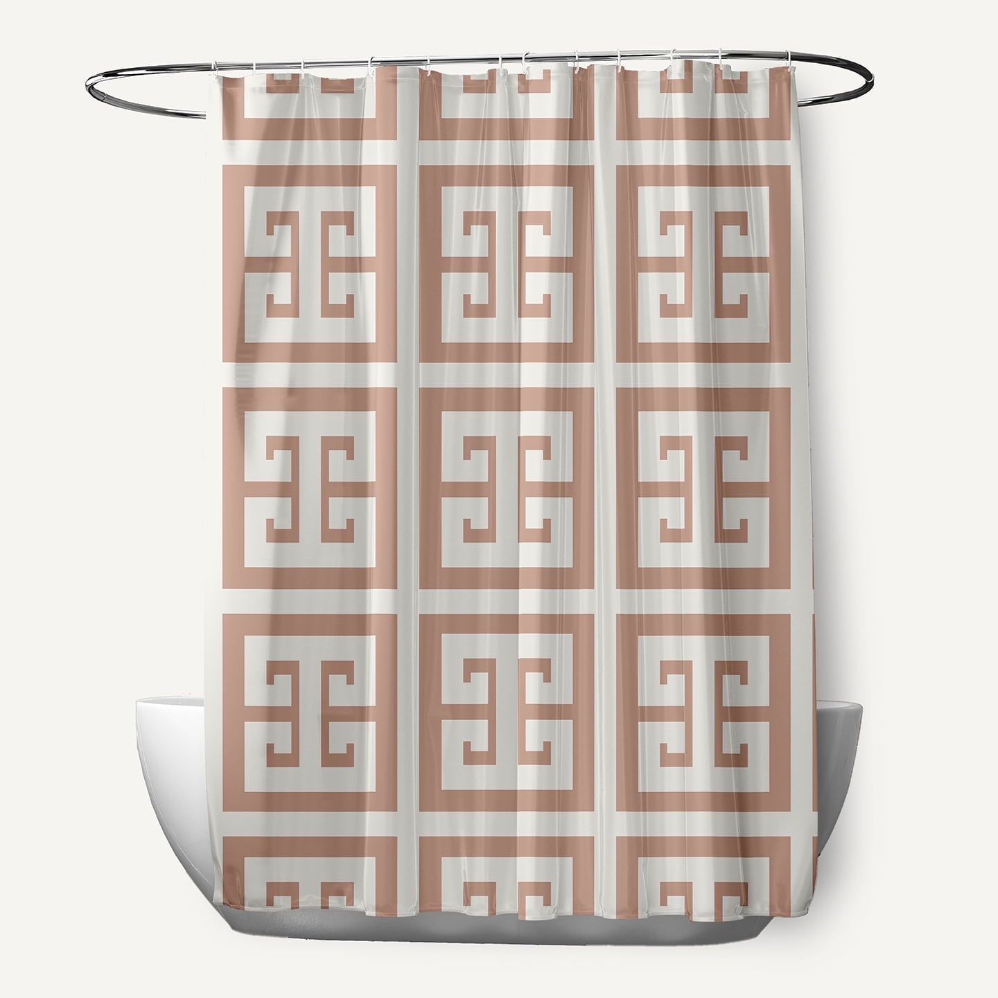 Simply Daisy Greek Key Patterned Mauve 70" w x 73" h Shower Curtain