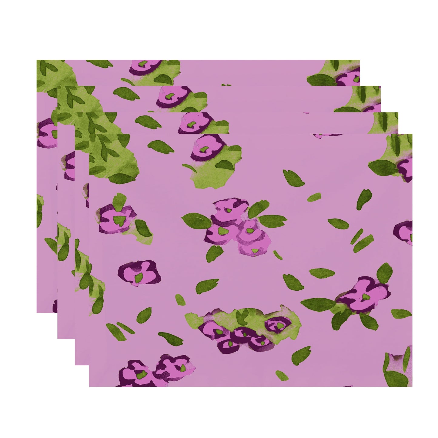 Simply Daisy's Forget Me Not Collage 18x14 inch Purple Floral Print Placemat (Set of Four)