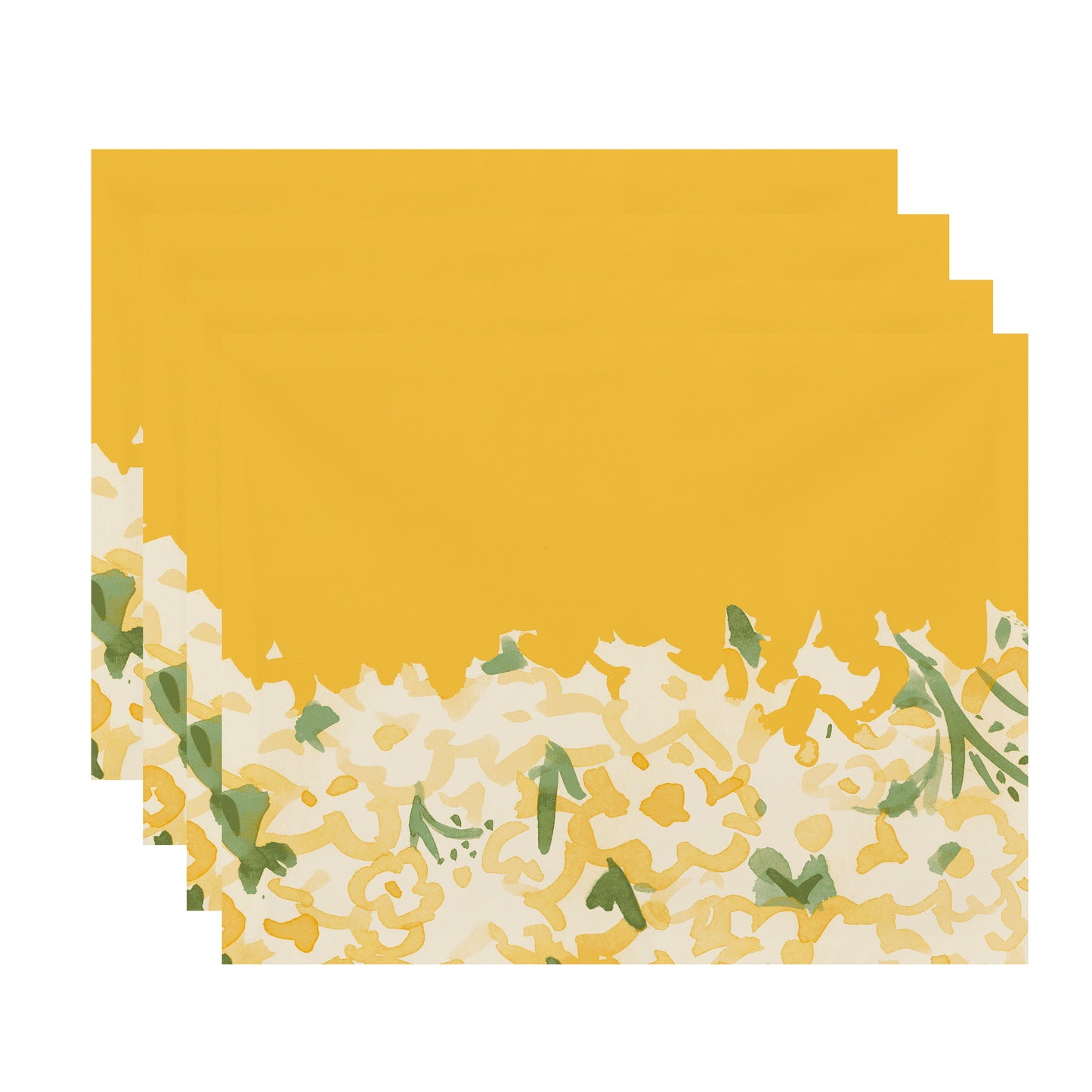 Simply Daisy's Gardenia Garden 18x14 inch Yellow Floral Print Placemat (Set of Four)