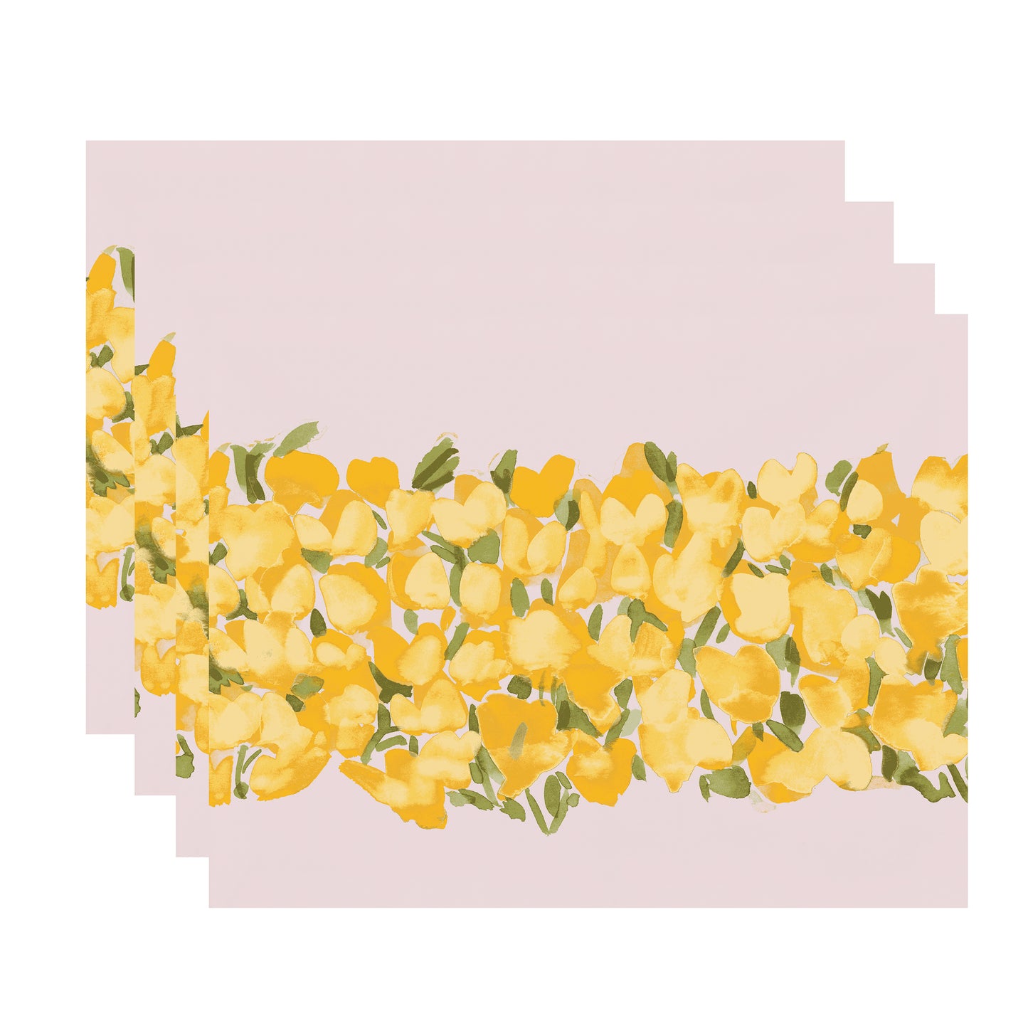 Simply Daisy's Tulip Blossom Arrangement 18x14 inch Yellow Floral Print Placemat (Set of Four)