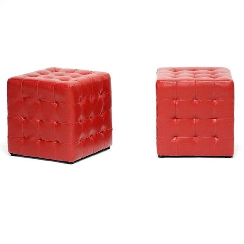 Baxton Studio Siskal Dark Brown Modern Cube Ottoman