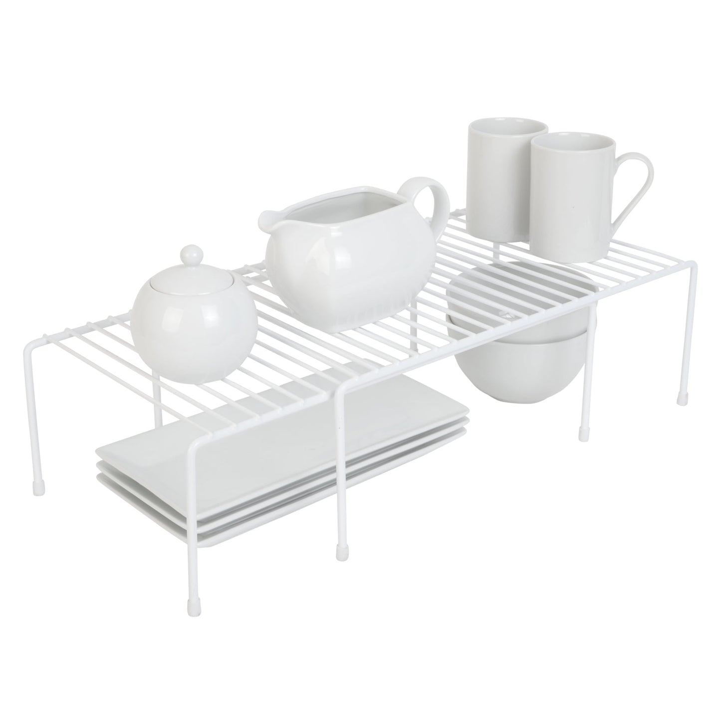 Smart Design Expandable Kitchen Storage Shelf Rack, Steel, Rust-Resistant, White (16–32.5 in)