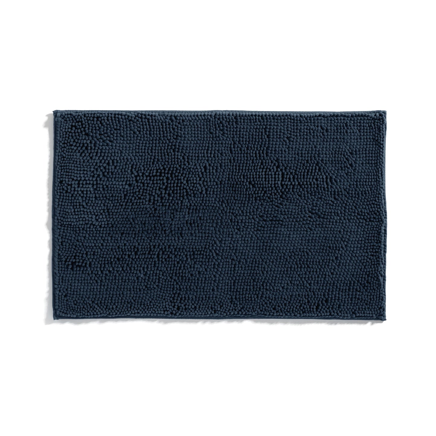 Soft Absorbent Chenille Bath Mat Rug with Anti-Skid Rubber Backing, 34 x 21, Navy, by Noble Linens