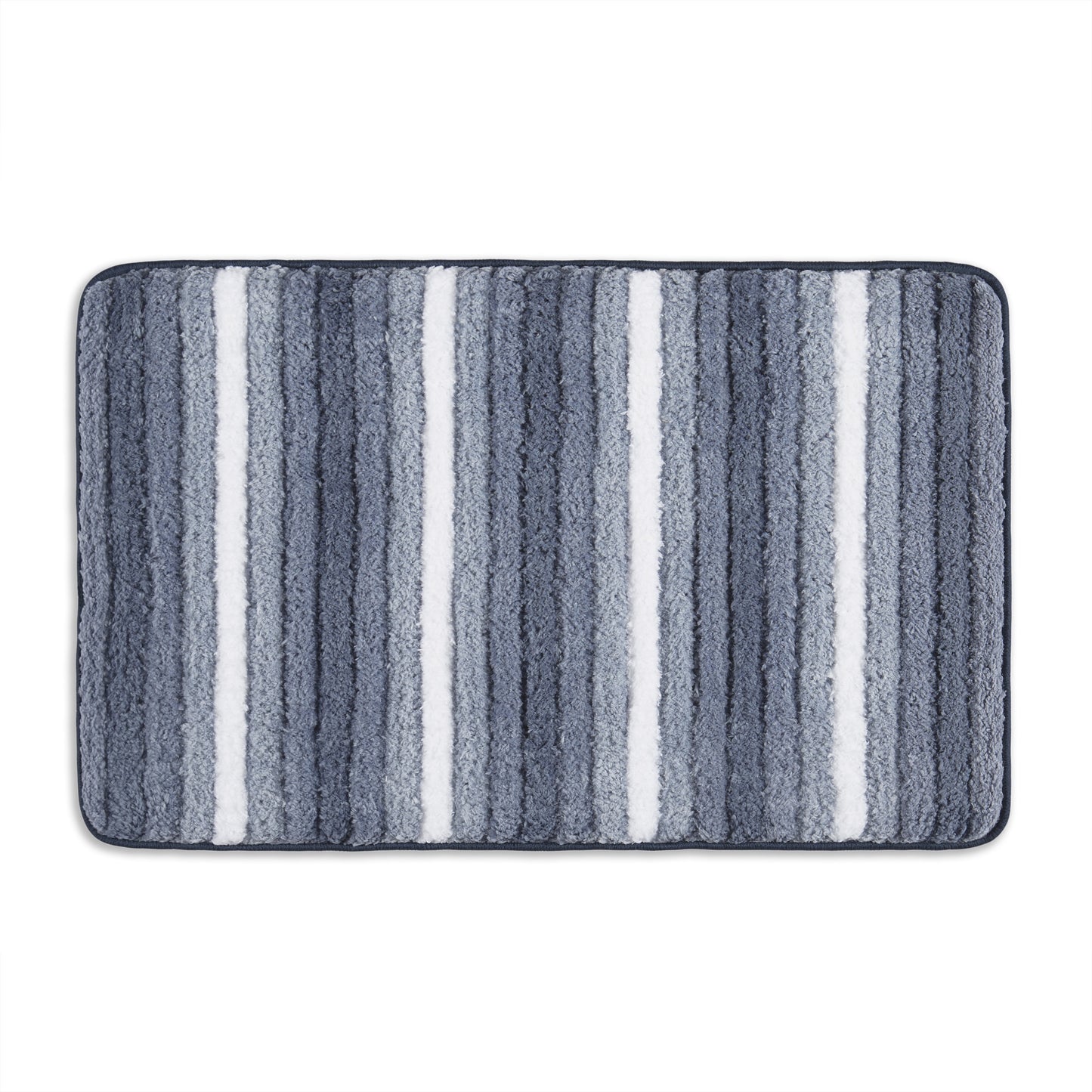 Sohome Chino Striped Machine Washable Bath Mat, Navy Blue/White, 27"x48"