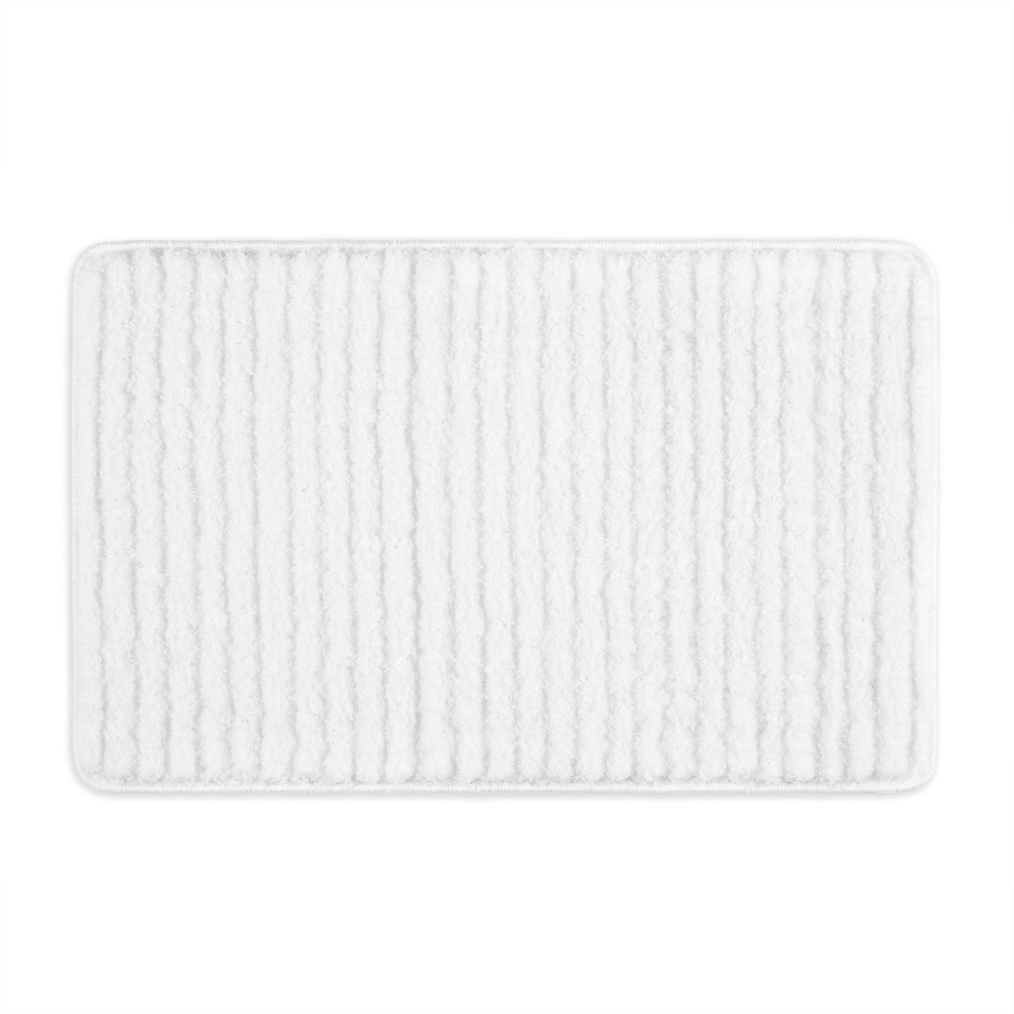 Sohome Chino Striped Machine Washable Bath Mat, White, 27"x48"