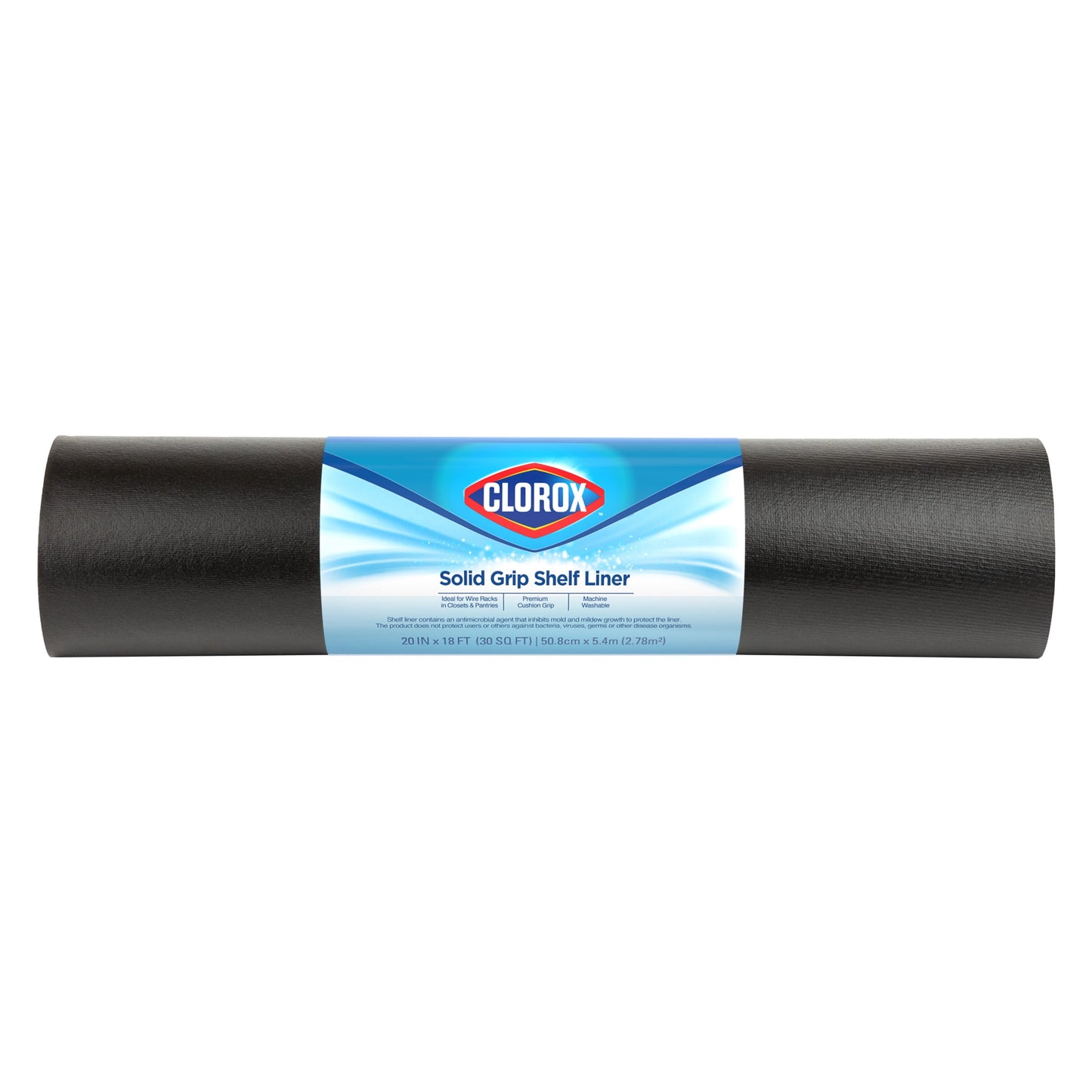Forro de Repisa de Agarre Sólido con Clorox, Negro, Rollo de 20 in x 18 ft