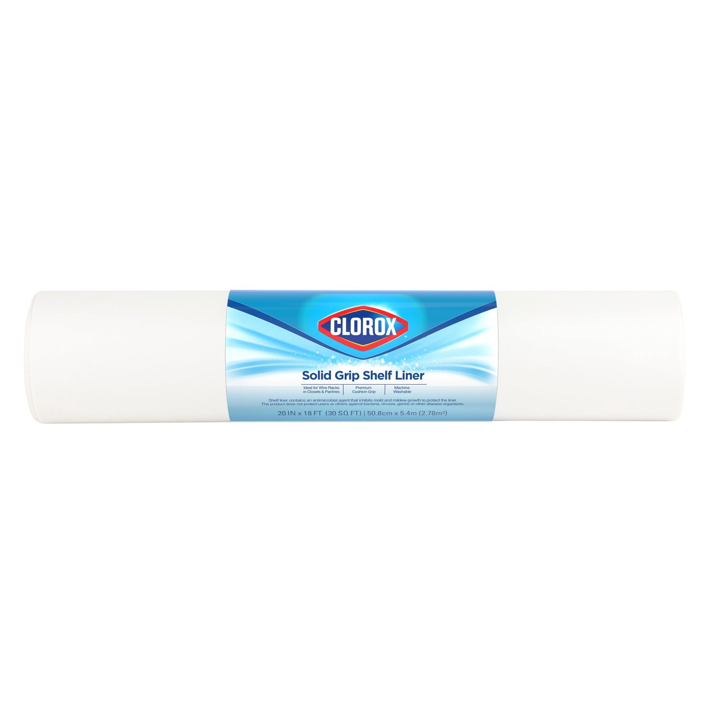 Solid Grip Shelf Liner with Clorox, White, 20 in. x 18 ft. Roll