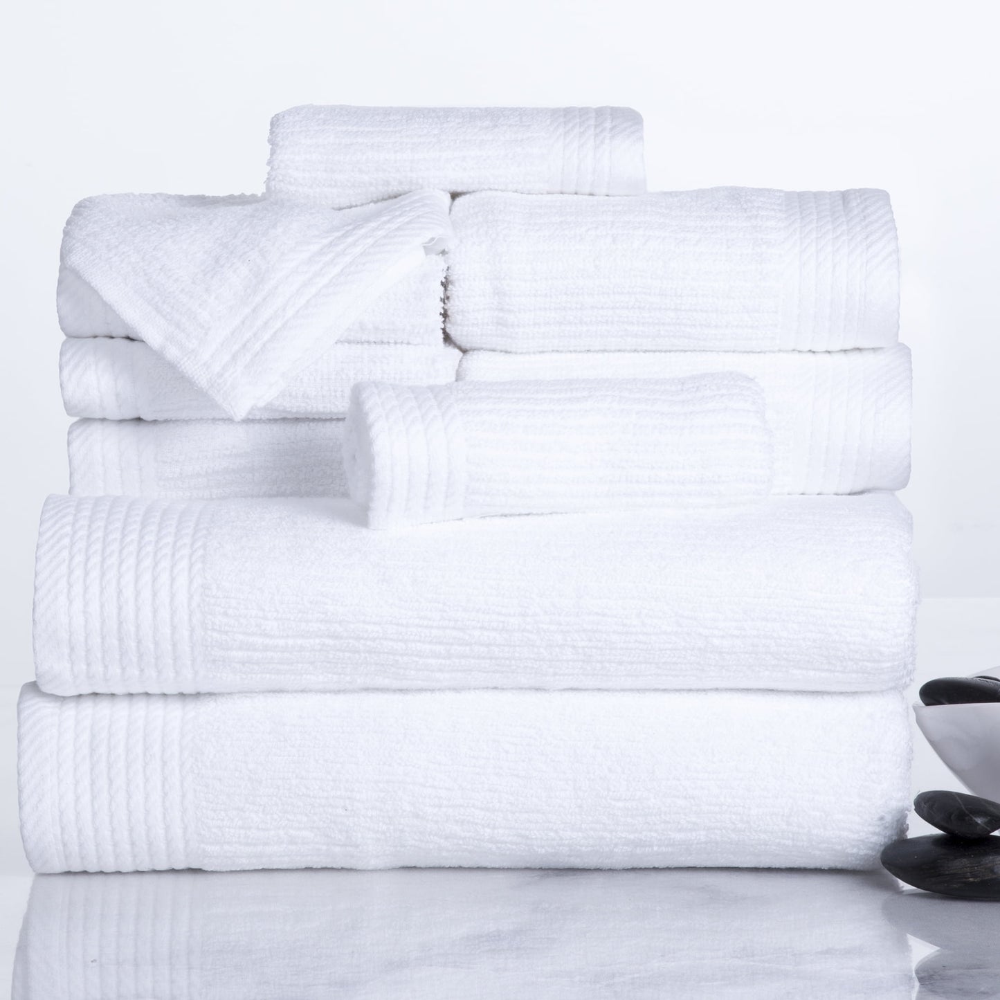 Somerset Home 10-Piece 100% Cotton Ribbed Pile Bath Towel Set (White)