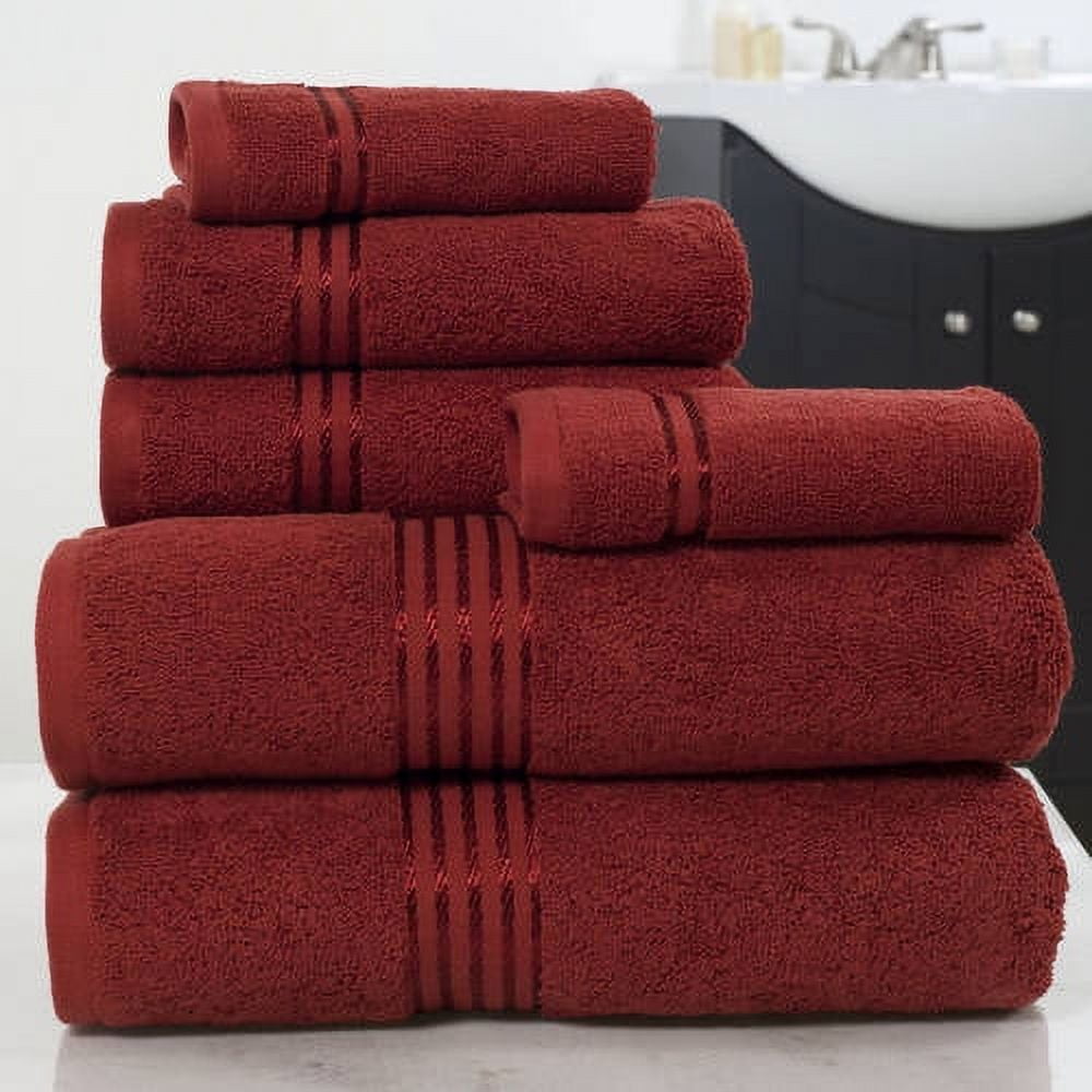 Lavish Home 6PC Towel Set - 625GSM Cotton Bathroom Accessories (Burgundy)