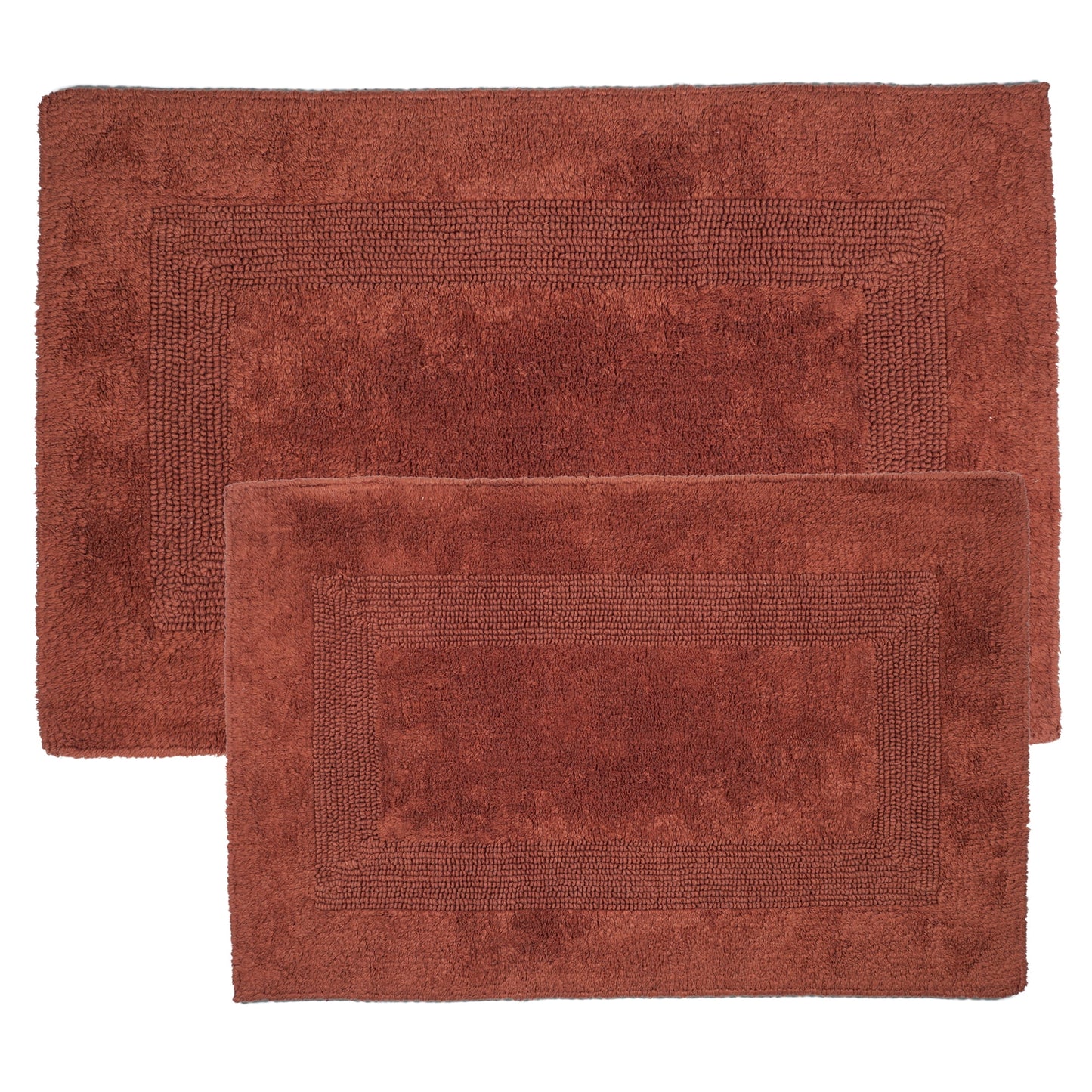 SH 100% Cotton 2 Piece Reversible Rug Set - Brick