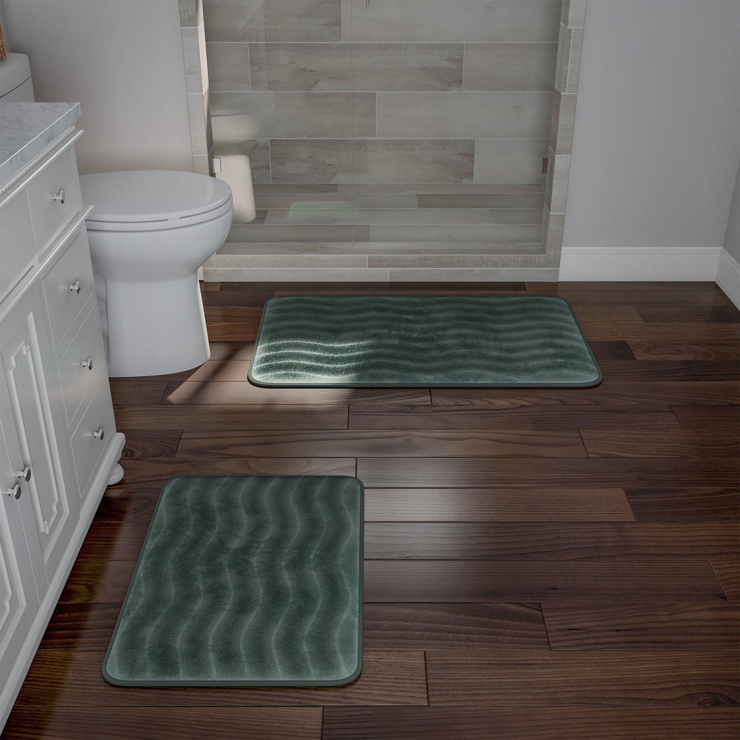 Somerset Home Set of 2 Non-Slip Memory Foam Bathroom Rugs (Green)